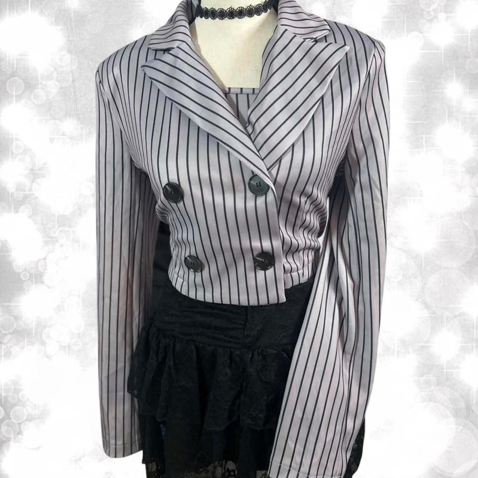 Coquette Luxury Style Three Piece Office Siren Pinstripe Set