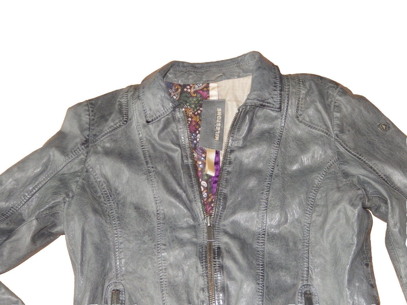 Milestone leather jacket size 44 leather jacket grey Santinti top