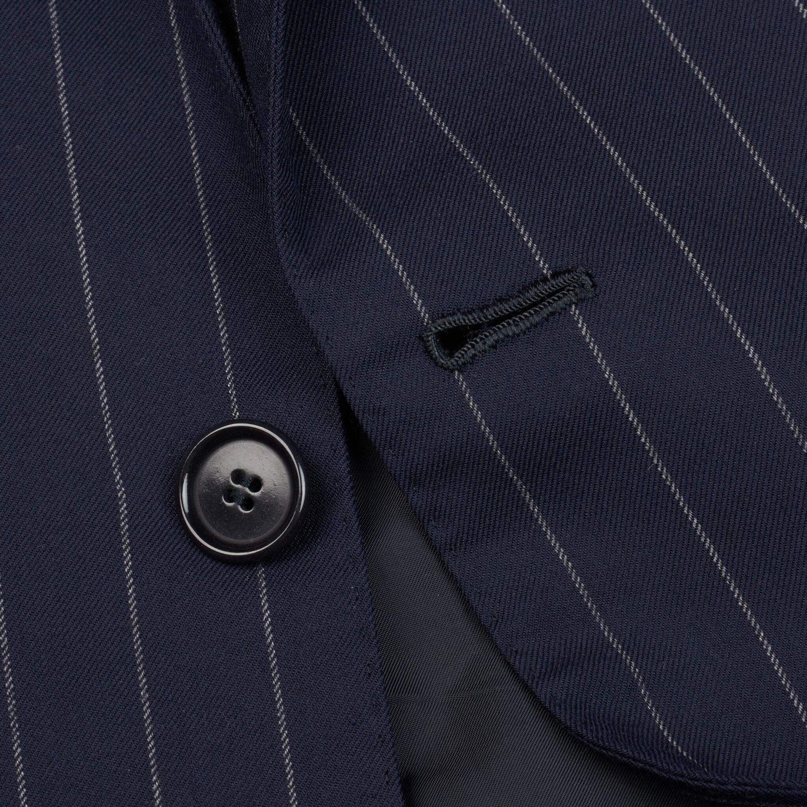 CESARE ATTOLINI Handmade Navy Blue Striped Super 180’s Wool Suit EU 48 US 38