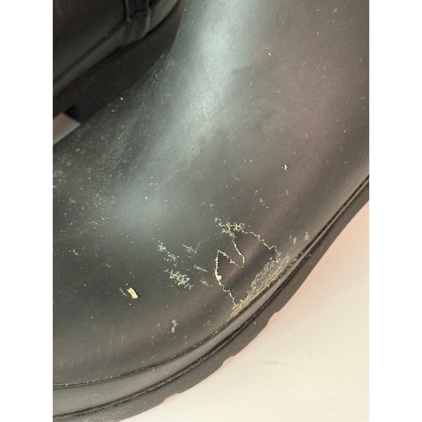 Hunter Refined Back Strap Rain Boots Matte Black Rubber Womens 7 EU 38