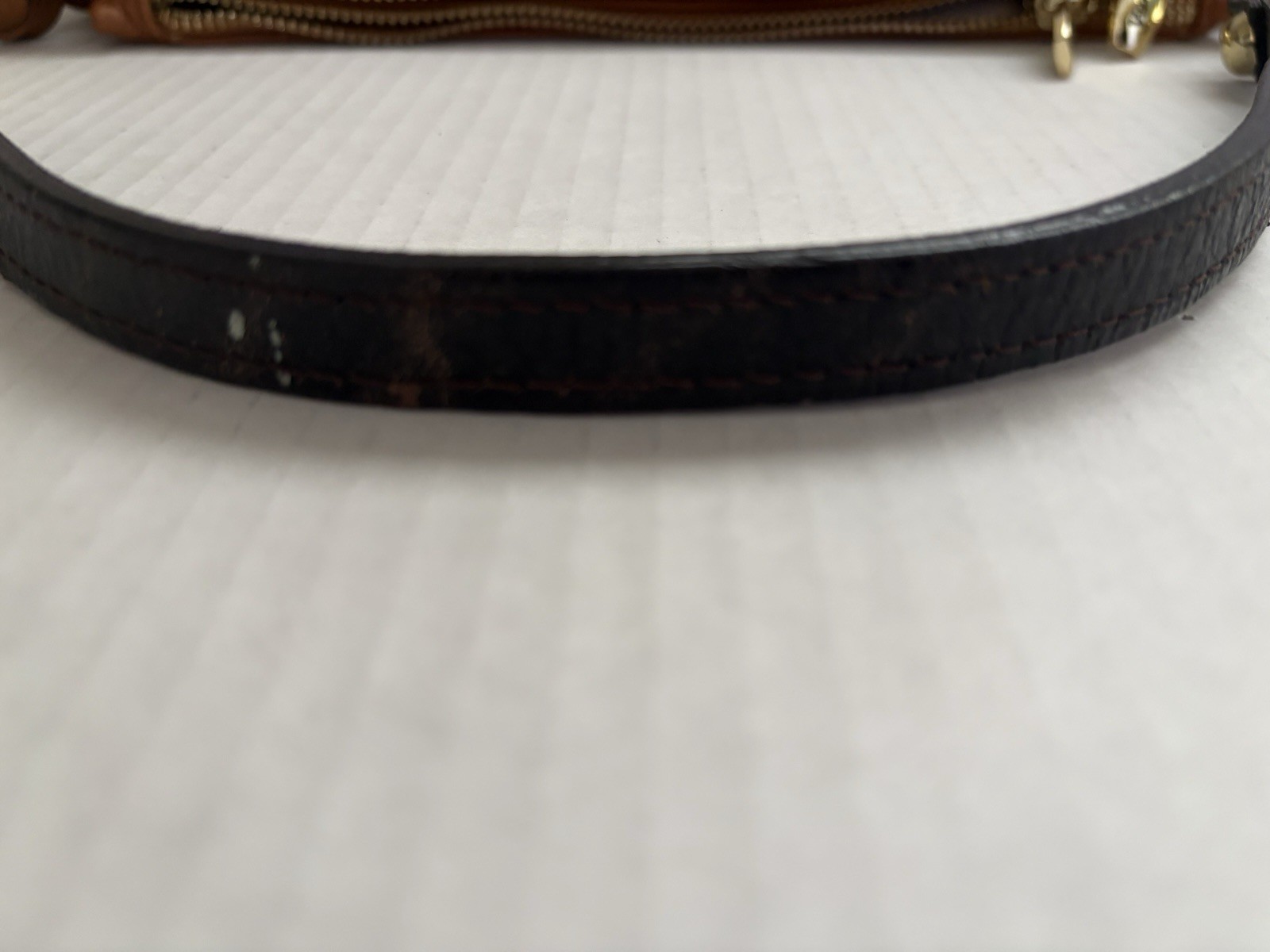 Valentina Italia Brown Leather Shoulder Bag Dark Brown Strap and Gold Hardware.