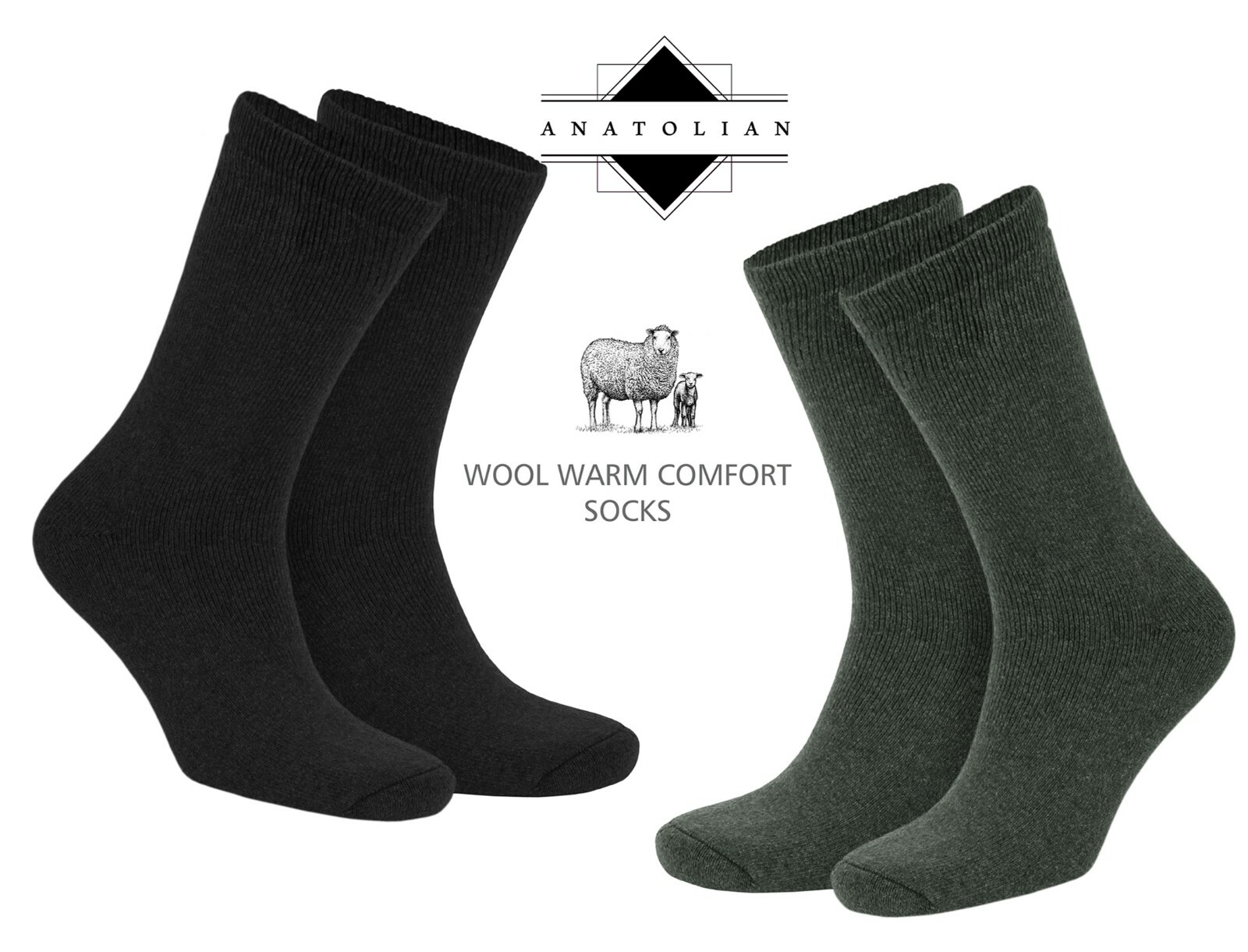 Men’s Merino Wool Blend Warm Lightweight Urban Dress Socks 2 Pair Pack