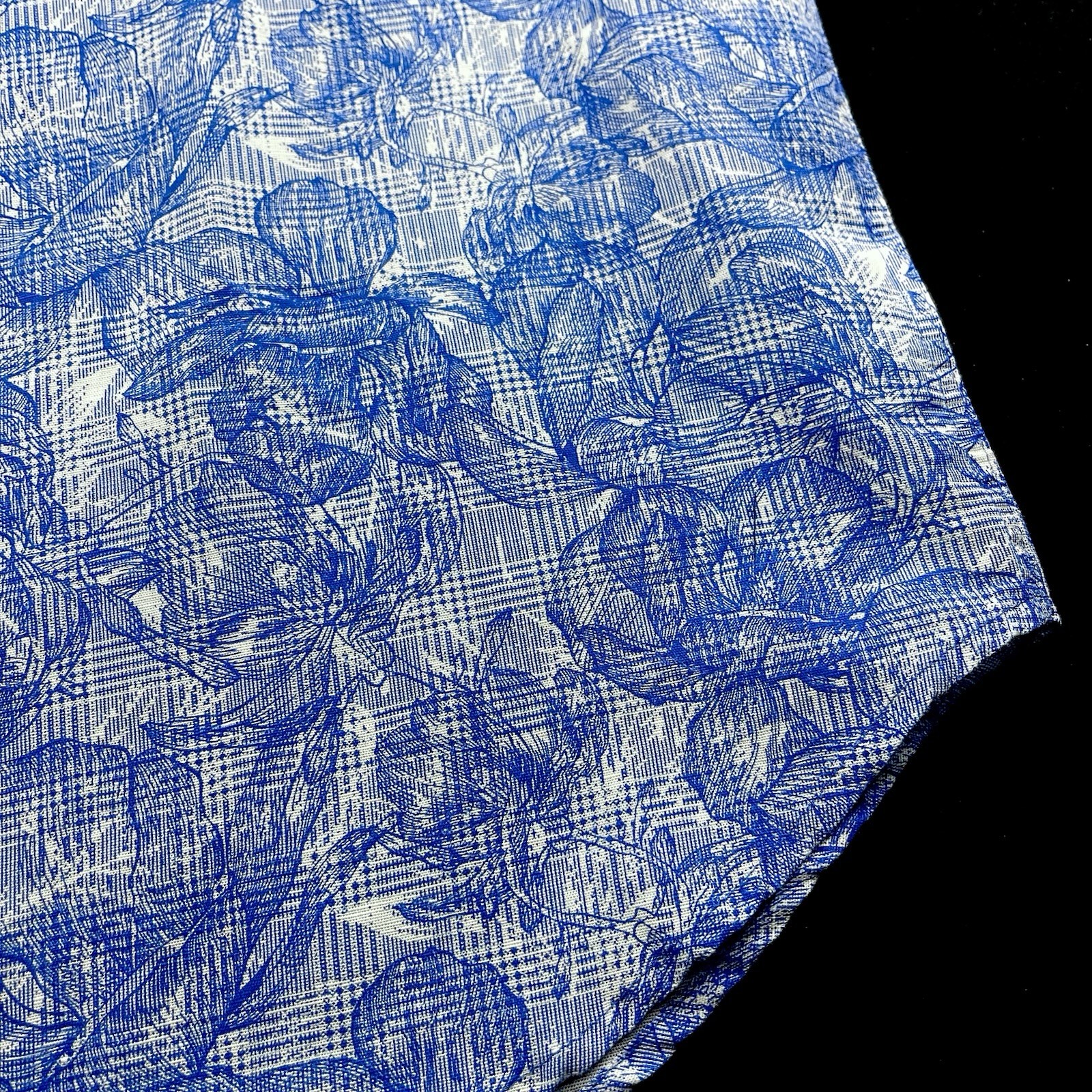 Robert Graham Linen Cotton Floral Print Short Sleeve Sport Shirt 2XL Blue $198