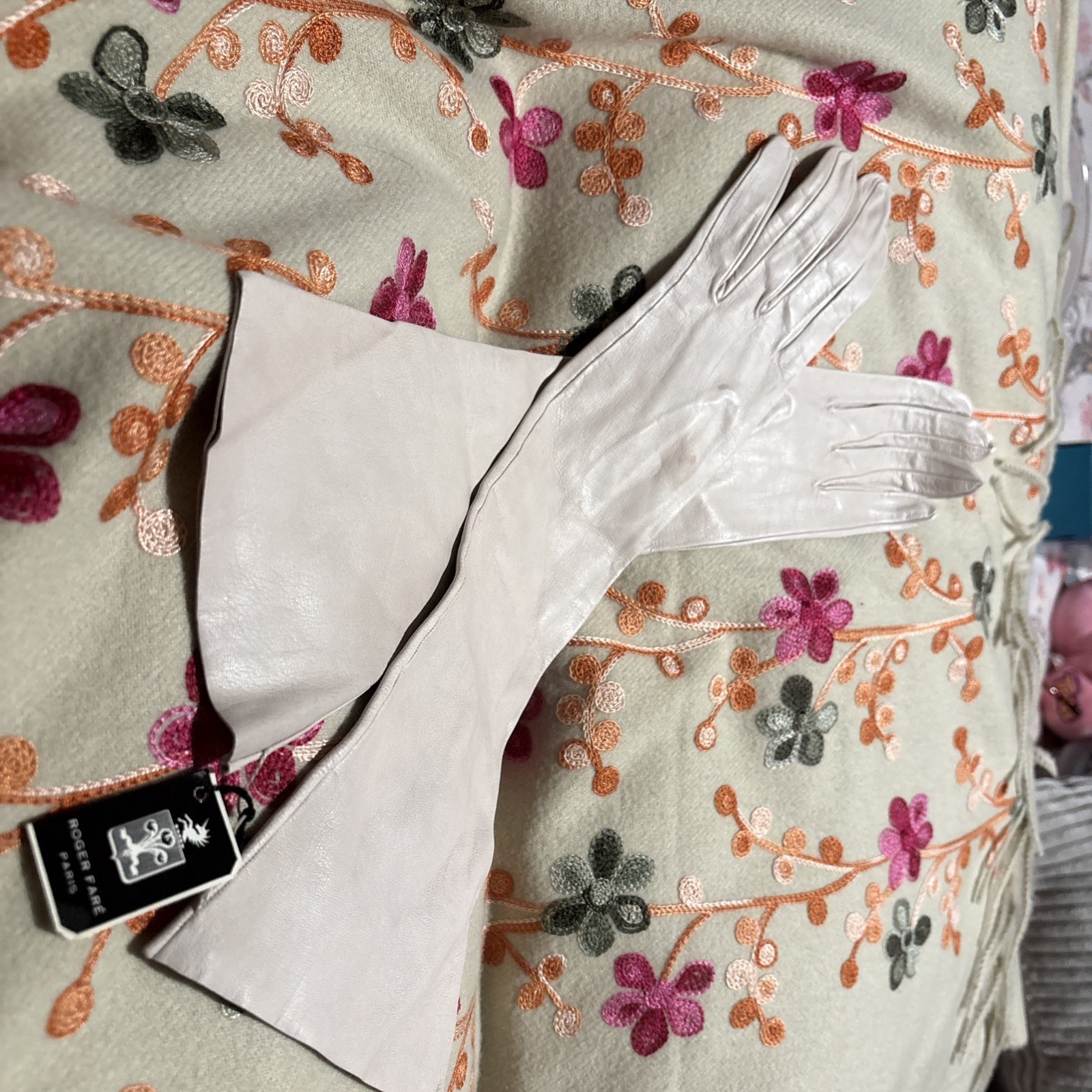 Vintage Kidskin Roger Fare Pale Pink Gloves Size 6.25 Made In France NEW W/TAGS