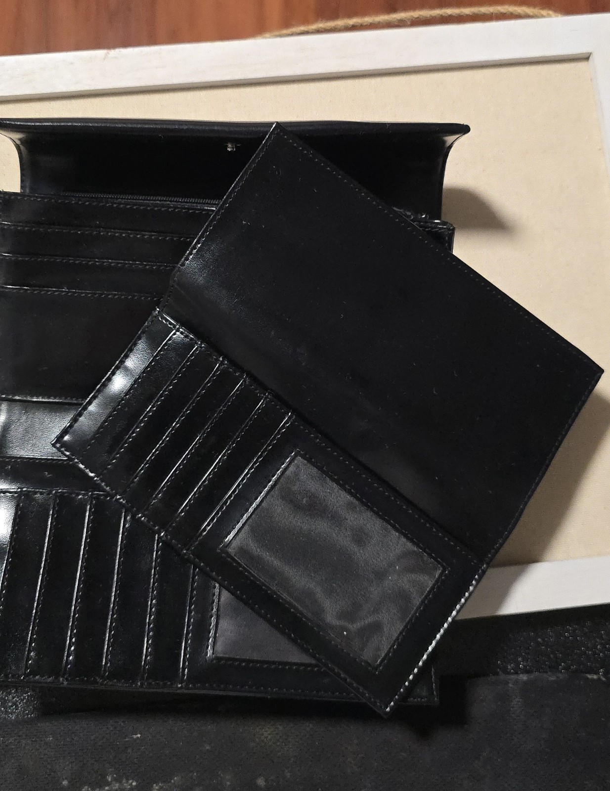 Esprit Black Faux Leather Card Slots Organizer 4”x8” Clutch Wallet