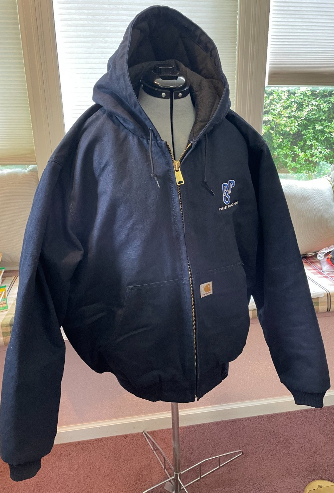 Carhartt Loose Fit 0J0140-M NVY Quilted Canvas Workwear Jacket Size XL