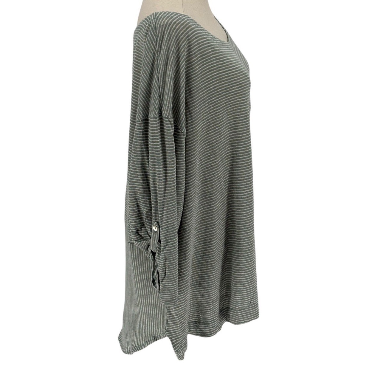 Adrienne Vittadini Linen Blend Stripe Dolman Sleeve Top 3X