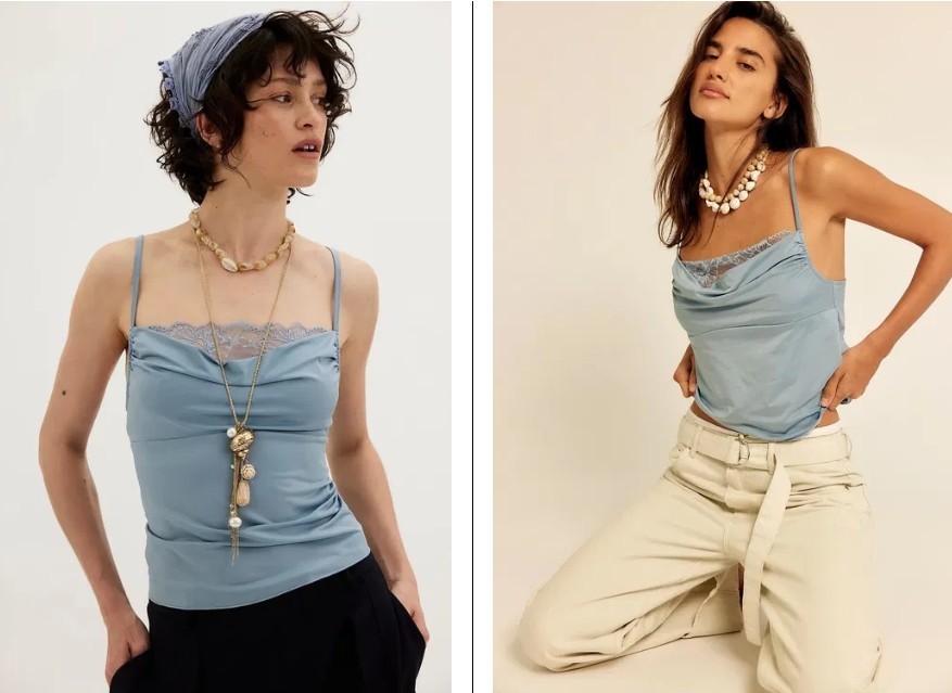 Free People Intimately Sophie Cami – Autumn Sky Blue – LARGE – BNWT – £40