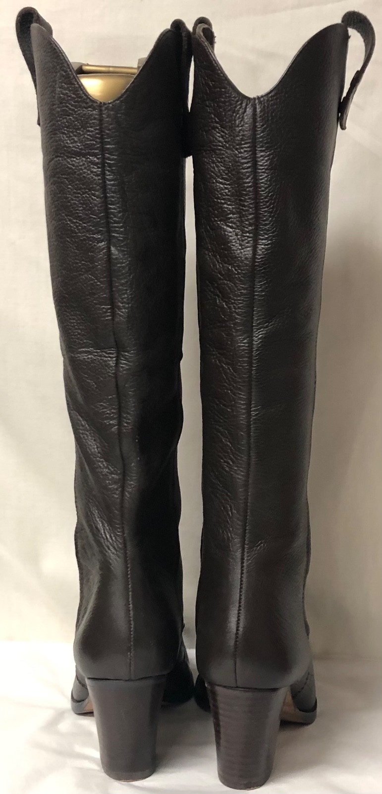 JESSICA BENNETT TALL WESTERN CAMPUS RIDING BOOTS BROWN LEATHER STACK HEEL SZ 6M