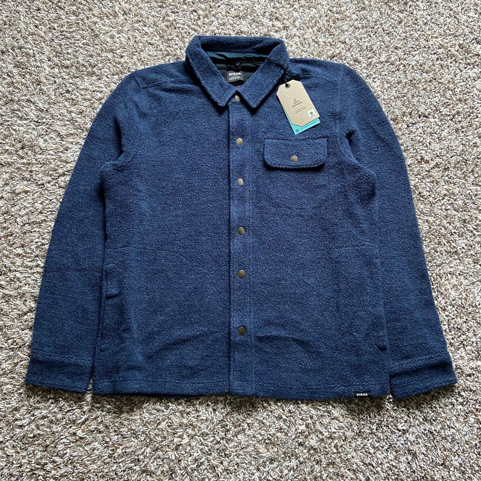 Prana IncrediWool Overshirt Men’s Large Stormy Night Heather Slim Fit Shacket