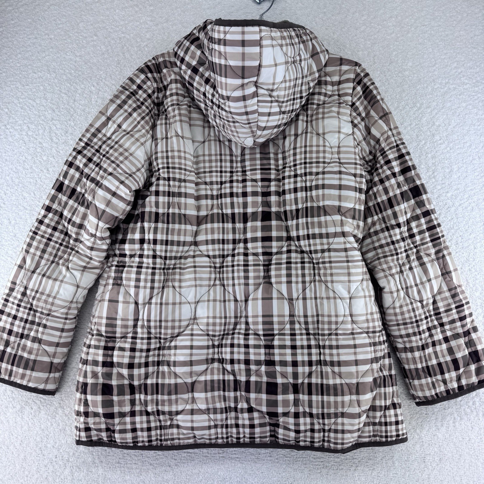 Susan Graver Reversible Quilted Woven Plush Fleece Jacket Coat Medium Plaid