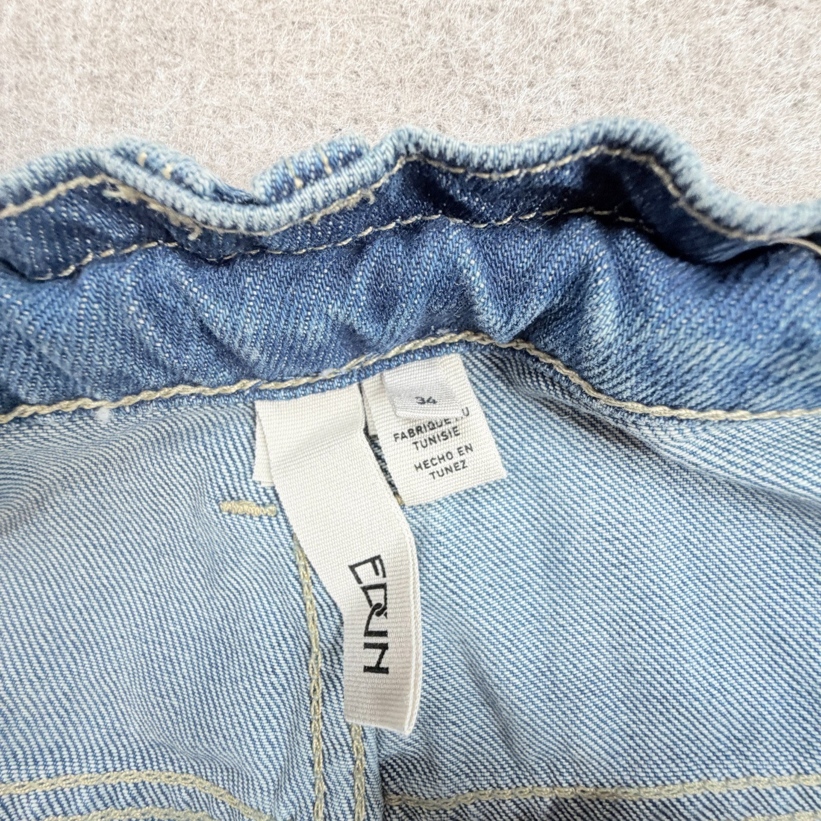 Edun Mens Jeans 34 x 29 Blue Button Fly Straight Waist Drawstring