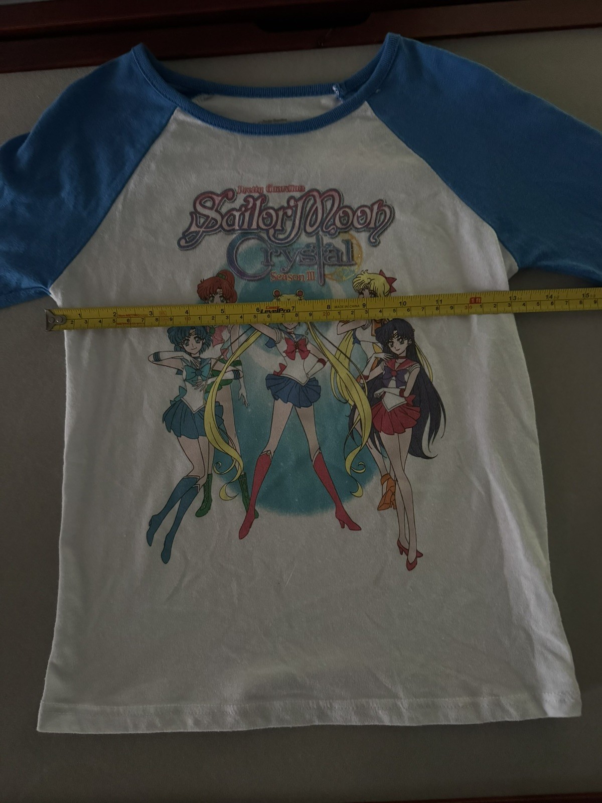 Sailor Moon Crystal Season III Baseball Tee Kawaii Anime Blue White Medium 90’s