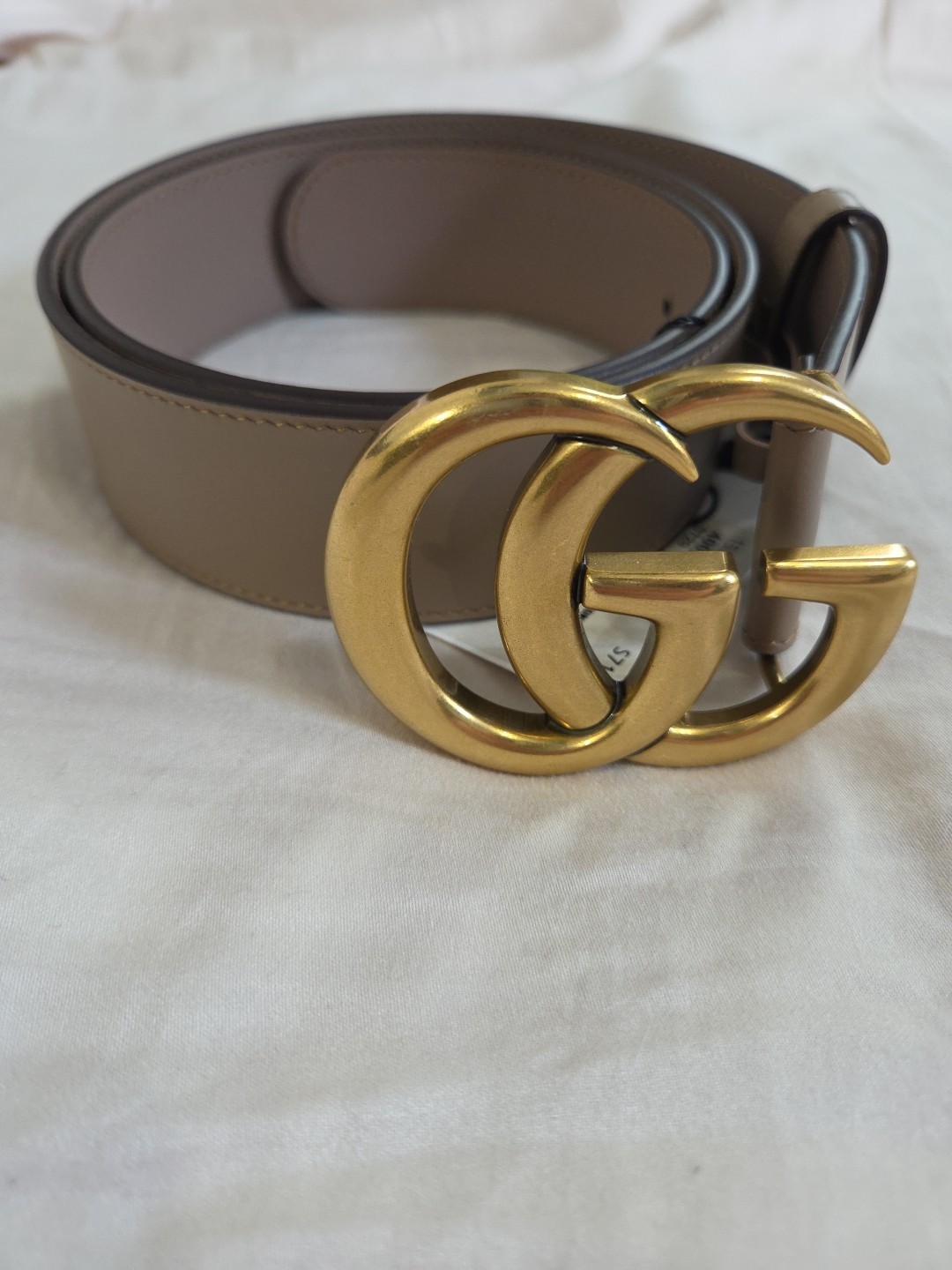 Authentic Gucci Pink Taupe Leather Belt, Women Size 30-32 IT 90CM