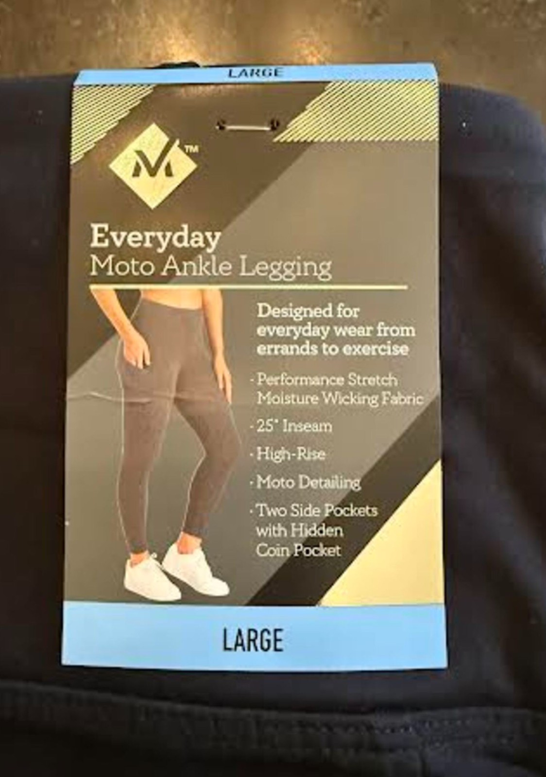 NWT MEMBER’S MARK Women’s High-Rise Everyday Black Moto Ankle Legging, Size L