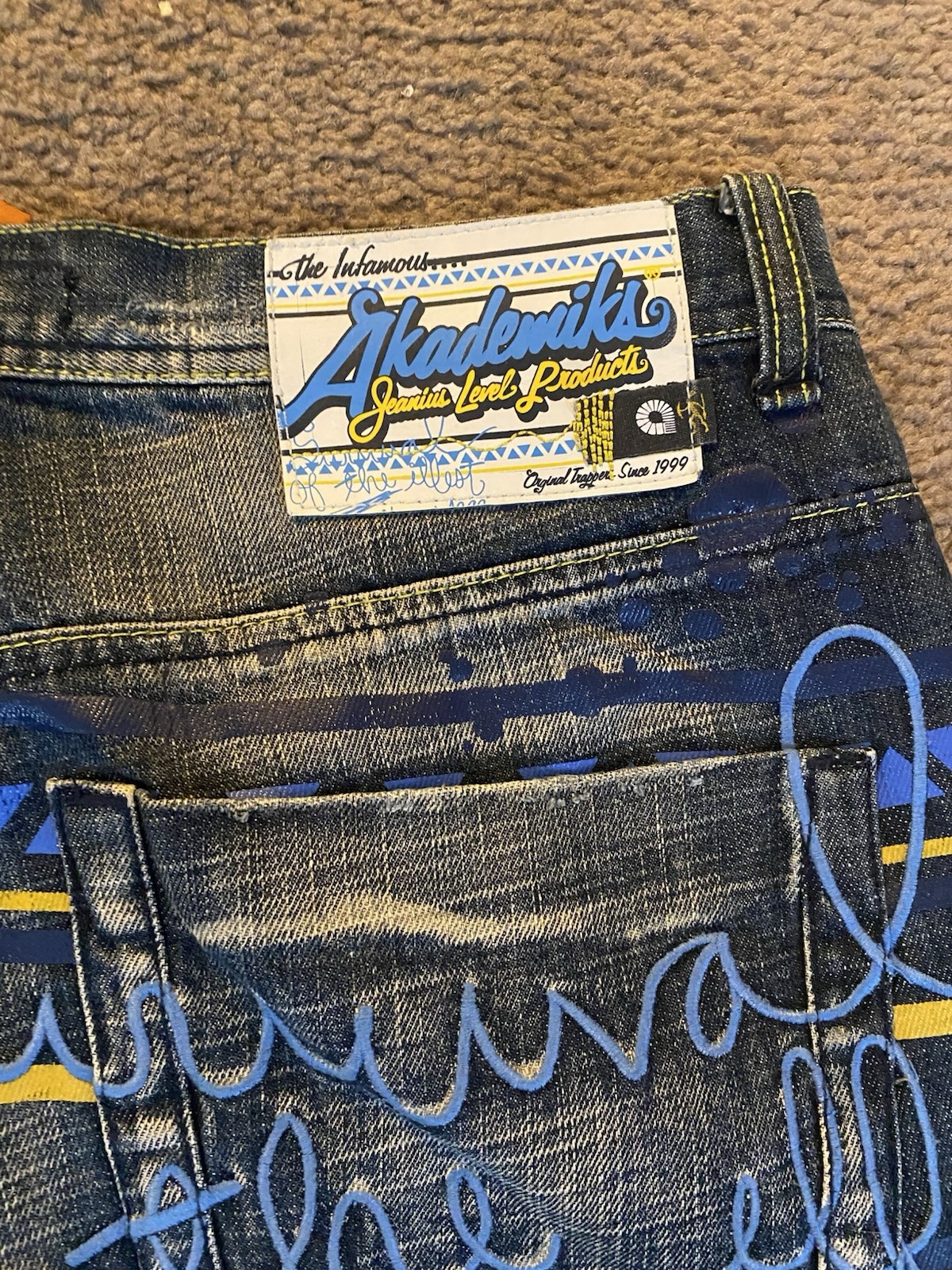Vintage Y2K AKademics wide Legged Baggy Jeans Size 36 Grudge 90s Hip Hop Style