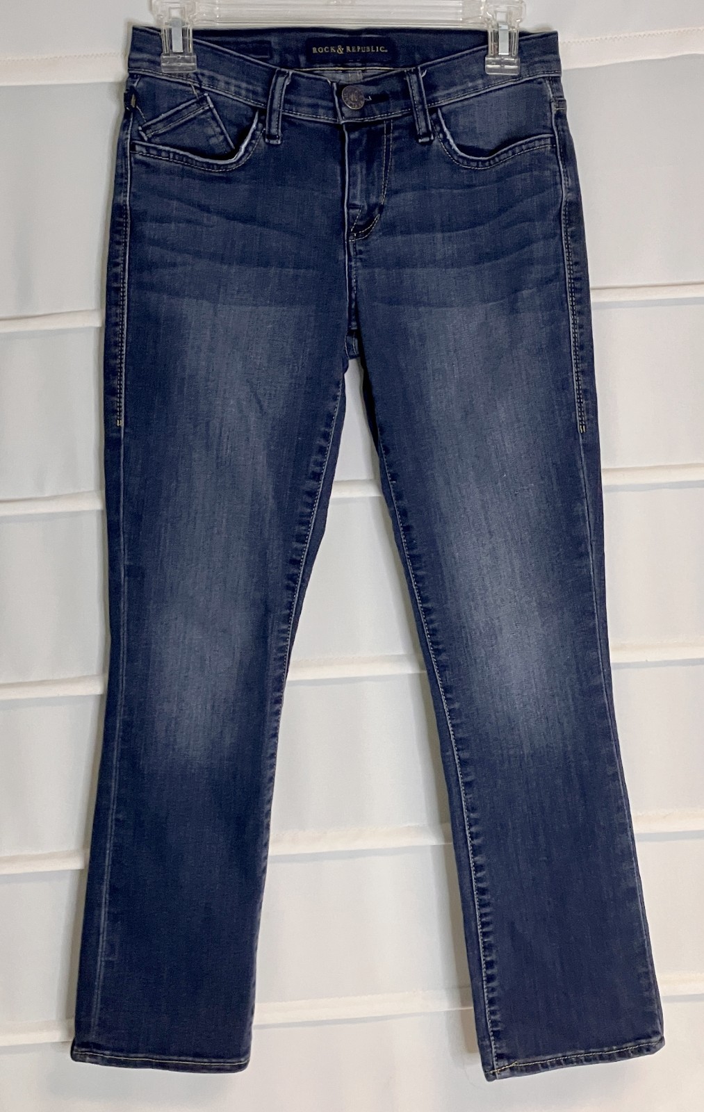 Rock & Republic Stone Washed Mid Rise Blue Cotton Denim Jeans Size 4 EC!