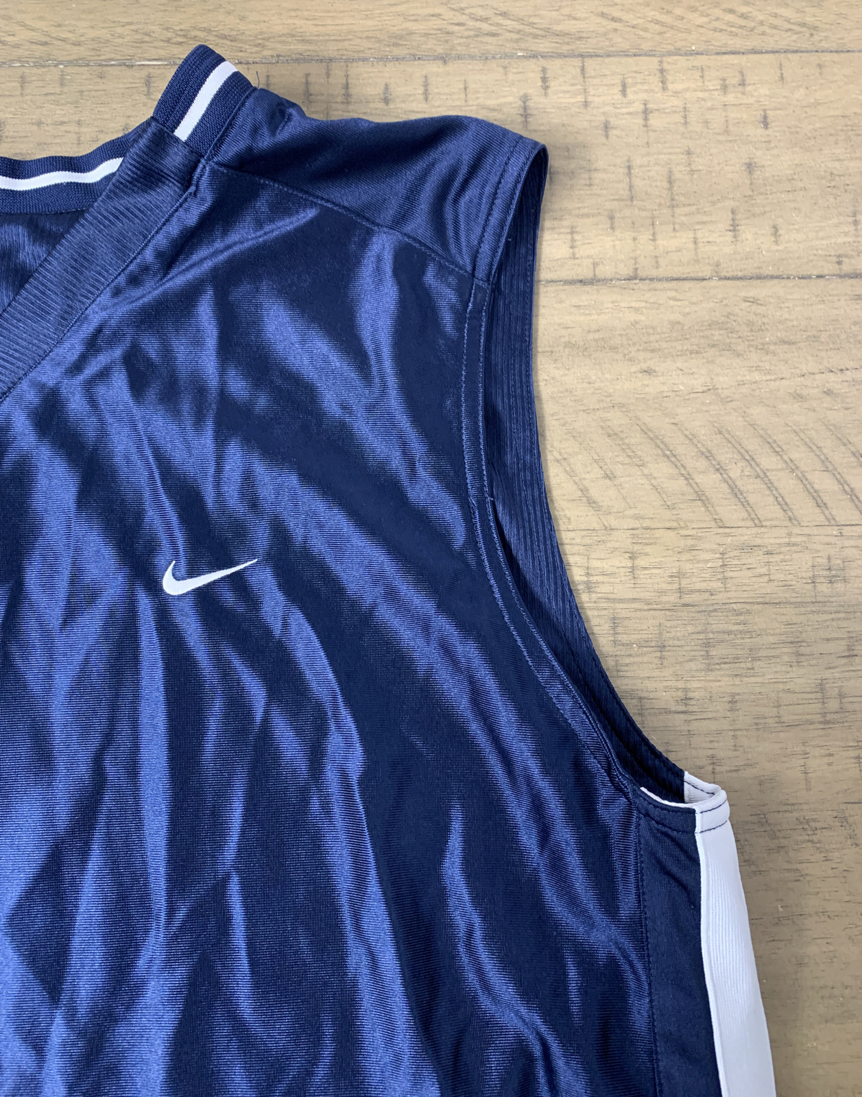 Nike Dazzle Silky Shiny Navy Sleeveless Basketball Reversible Jersey ( READ)