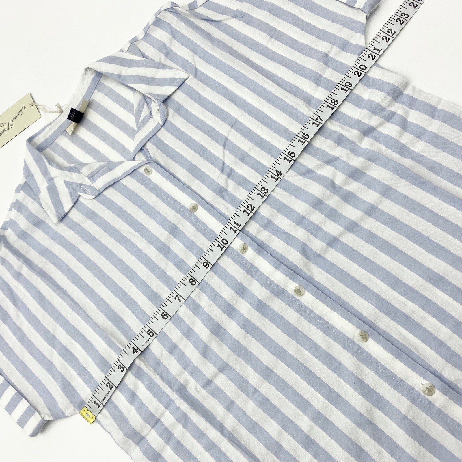 Universal Thread Womens Size S Dolman Short Sleeve Button Down Shirt Blue Stripe