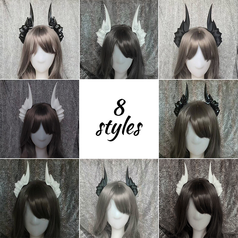 14/19cm Devil Horns Hair Clips Black/White Girl Hair Clips Lolita Cosplay Props