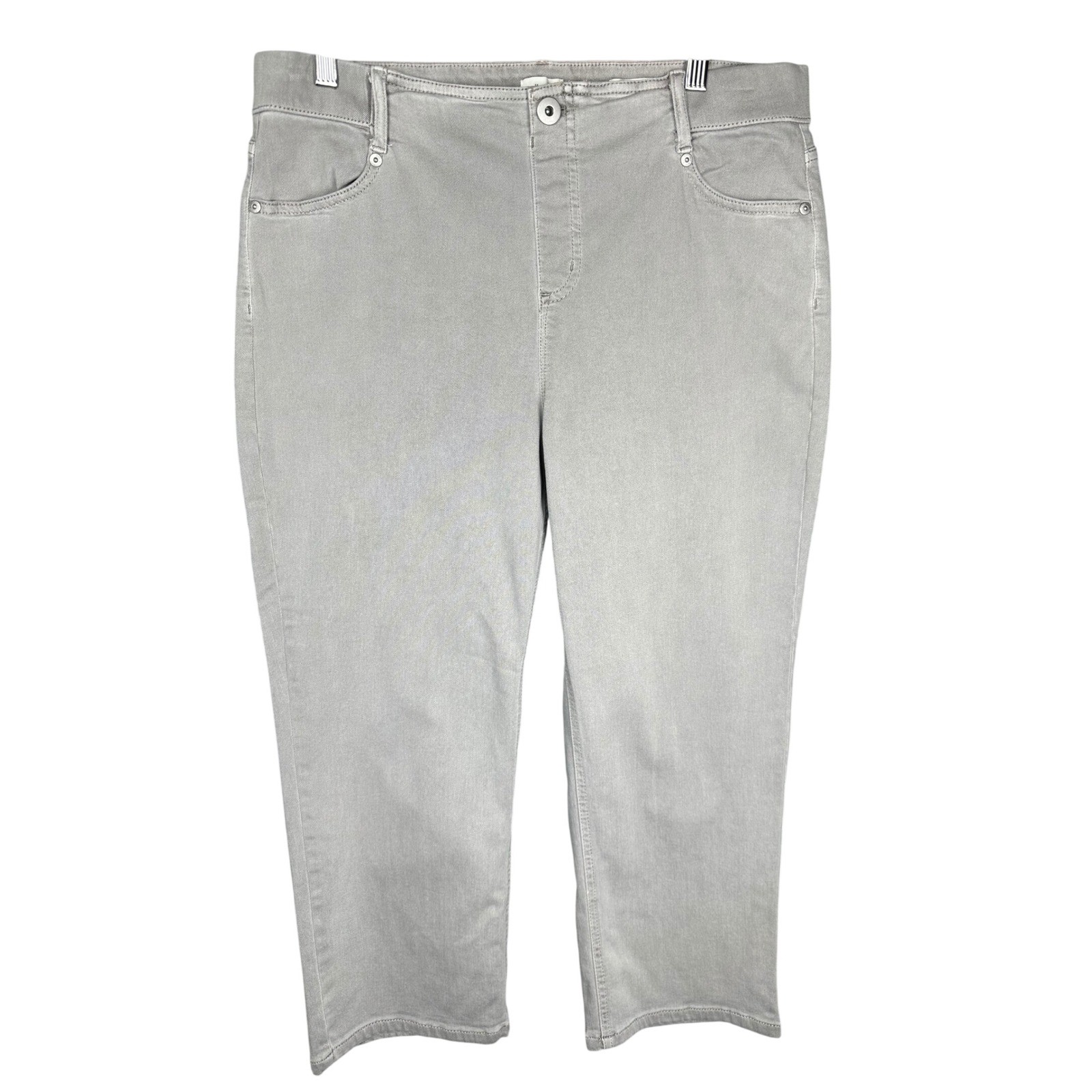 J.Jill Womens High Rise Cropped Pull On Jeans 14P Grey Stretch Denim Capri Pants