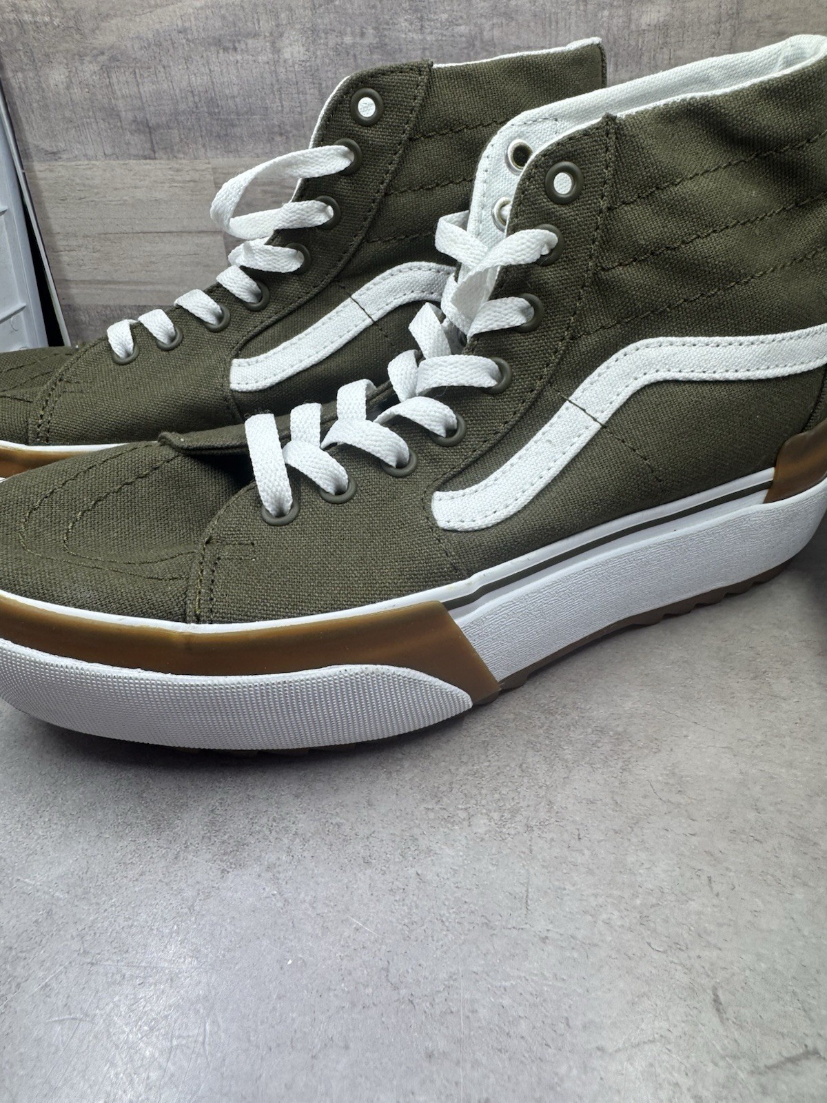 Vans SK8 Hi Tapered Stackform Canvas Dark Olive Green Men 8 Women 9.5 Mint Cond