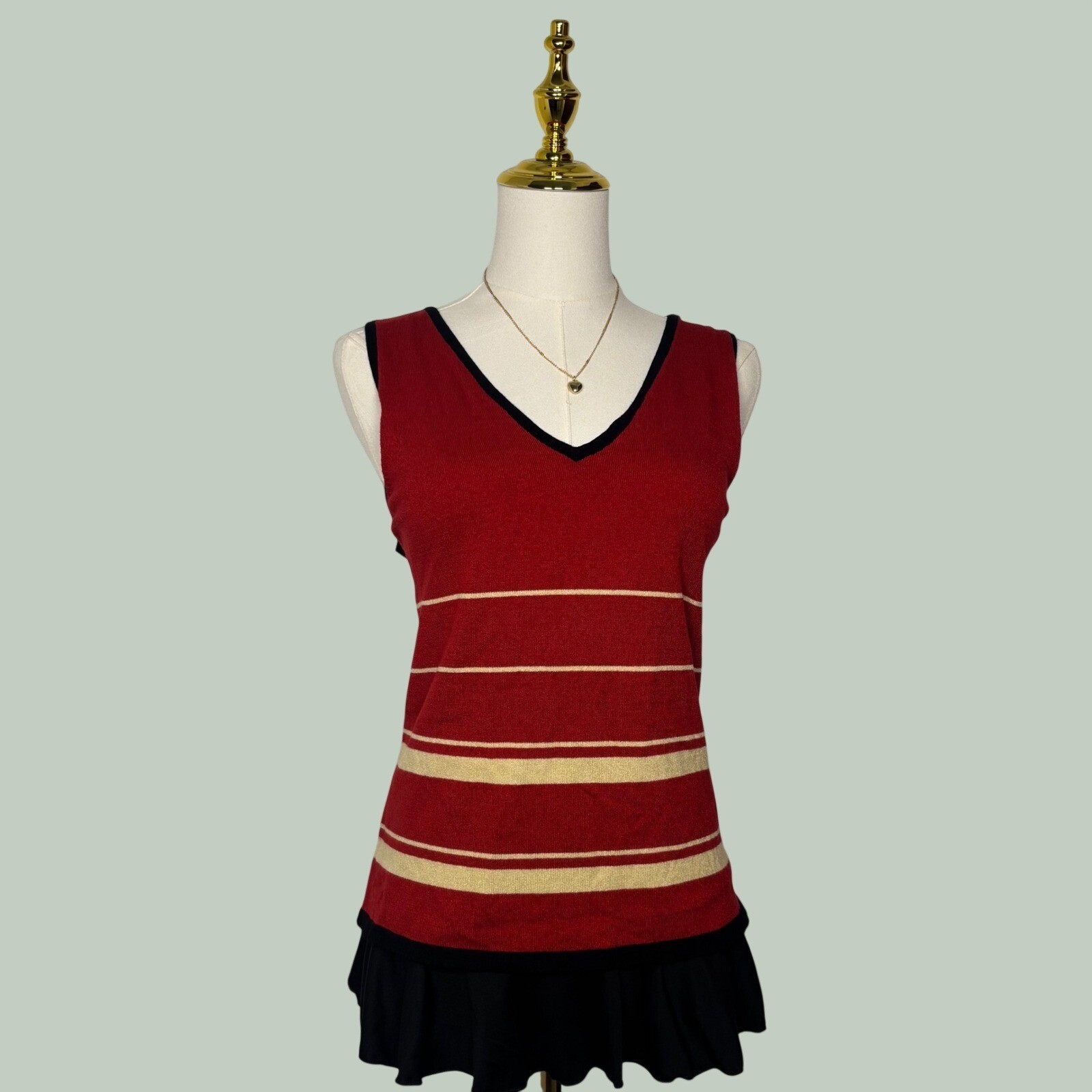 vintage first issue liz clairborne red black cream blouse chic coquette 90s NWT