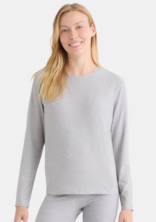 Athletic Works Womens ButterCore Soft Tee Long Sleeves Grey Heather S (4-6) NEW