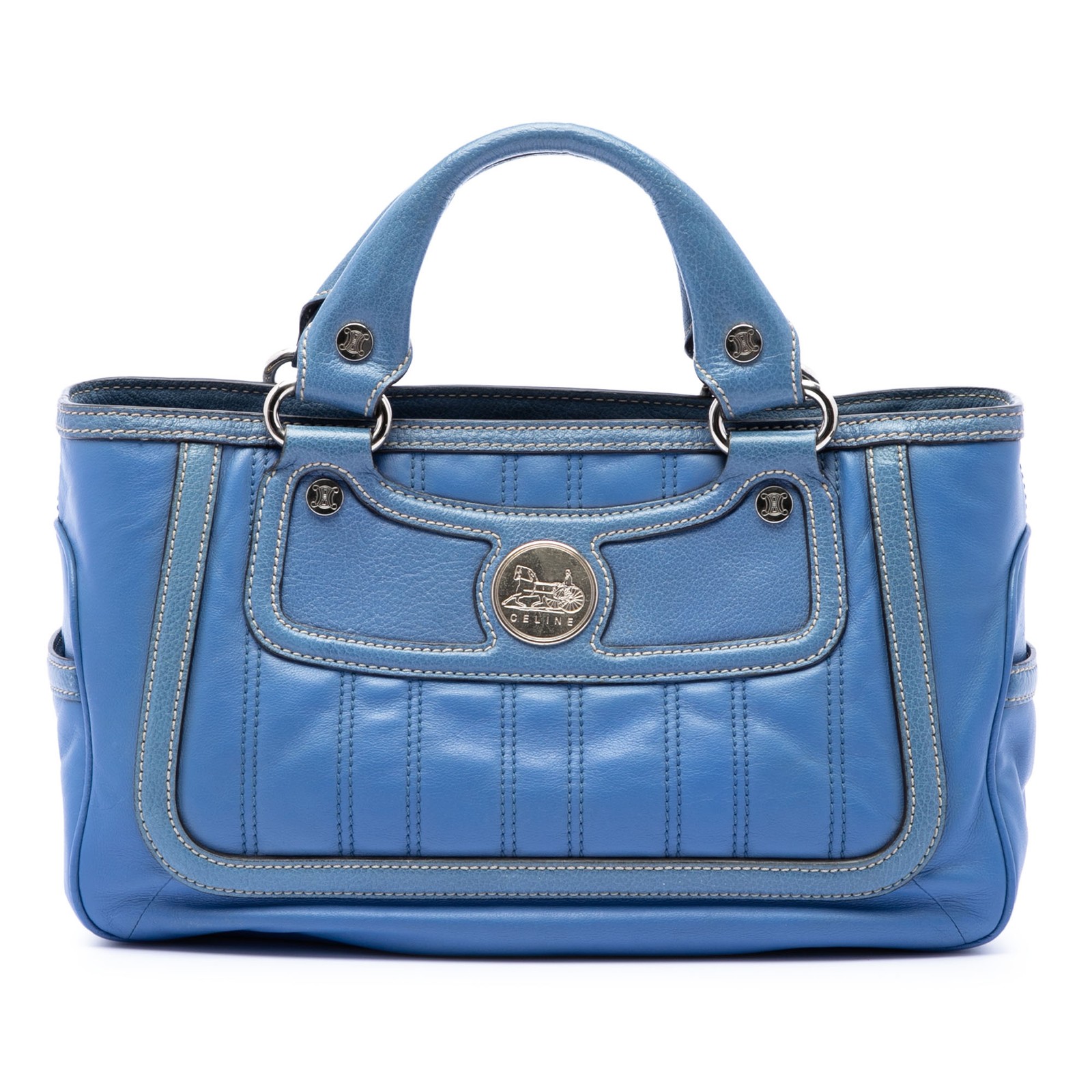 Celine Leather Boogie Horse Carriage Handbag Pre-Loved Bag Blue
