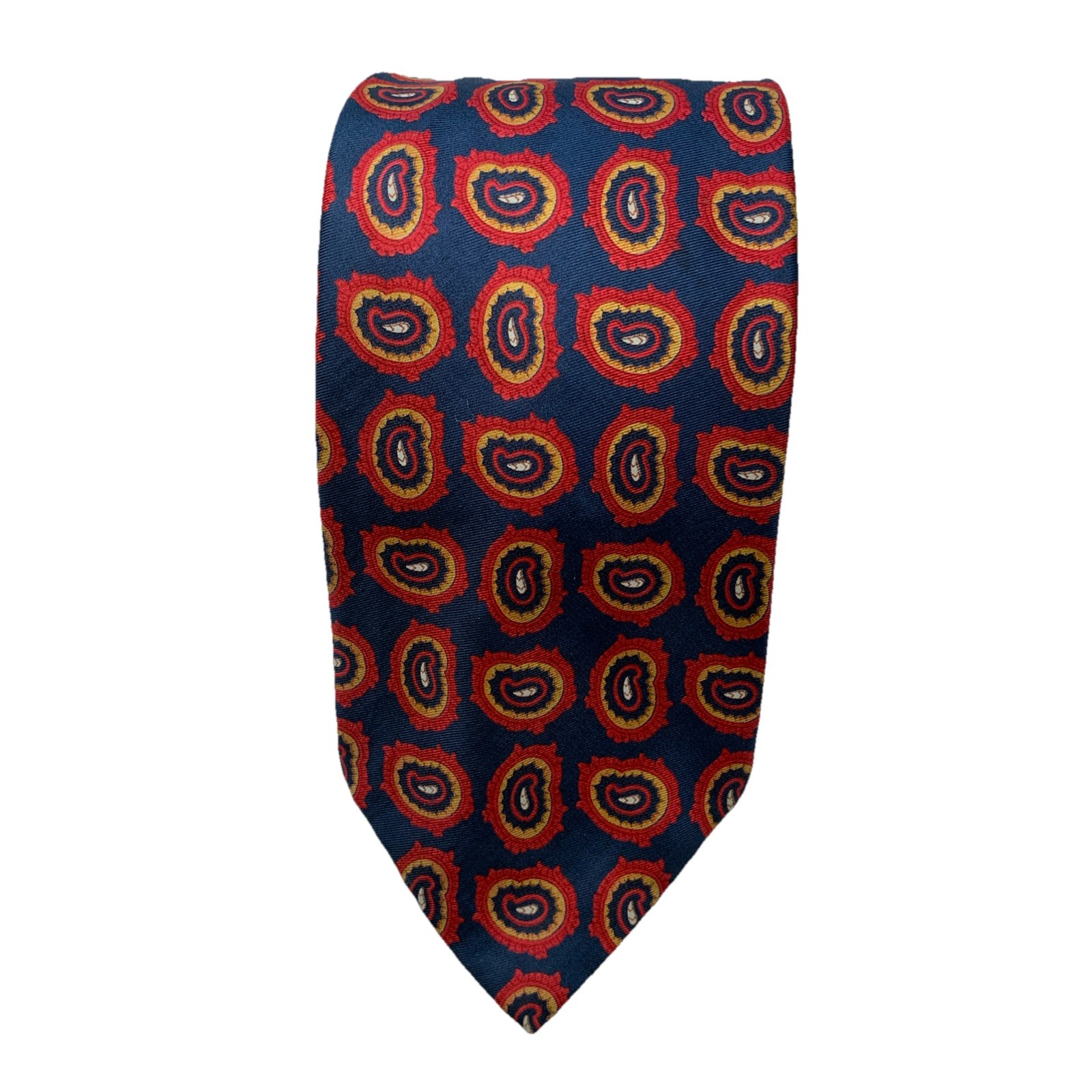 Club Shop Jack Henry Finest Silk Blue Red Paisley Geometric Classic Silk Tie