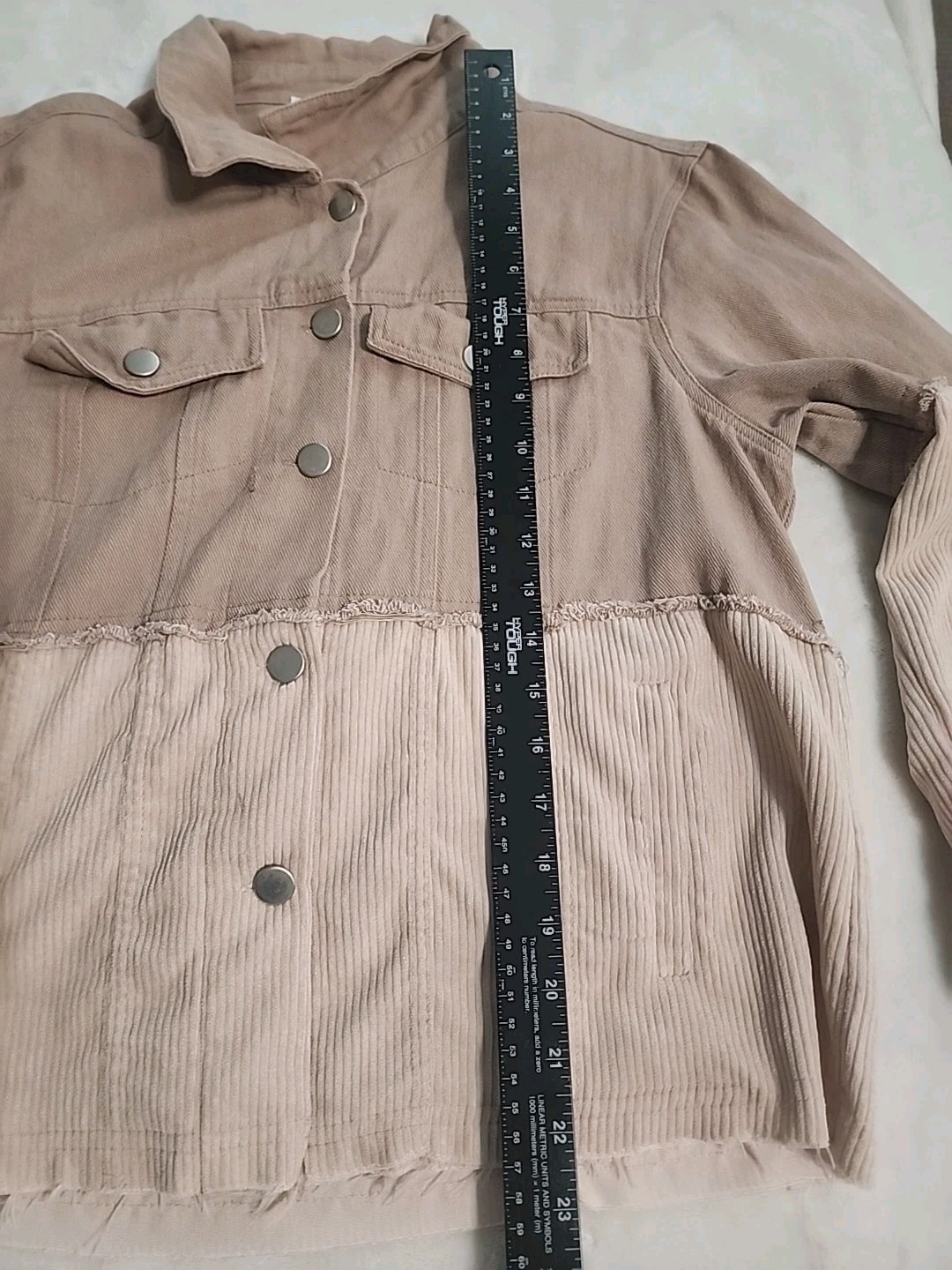 bohme shirt/jacket distressed Fringe Corduroy~ Blush Women’s Sz L WESTERN Cotton