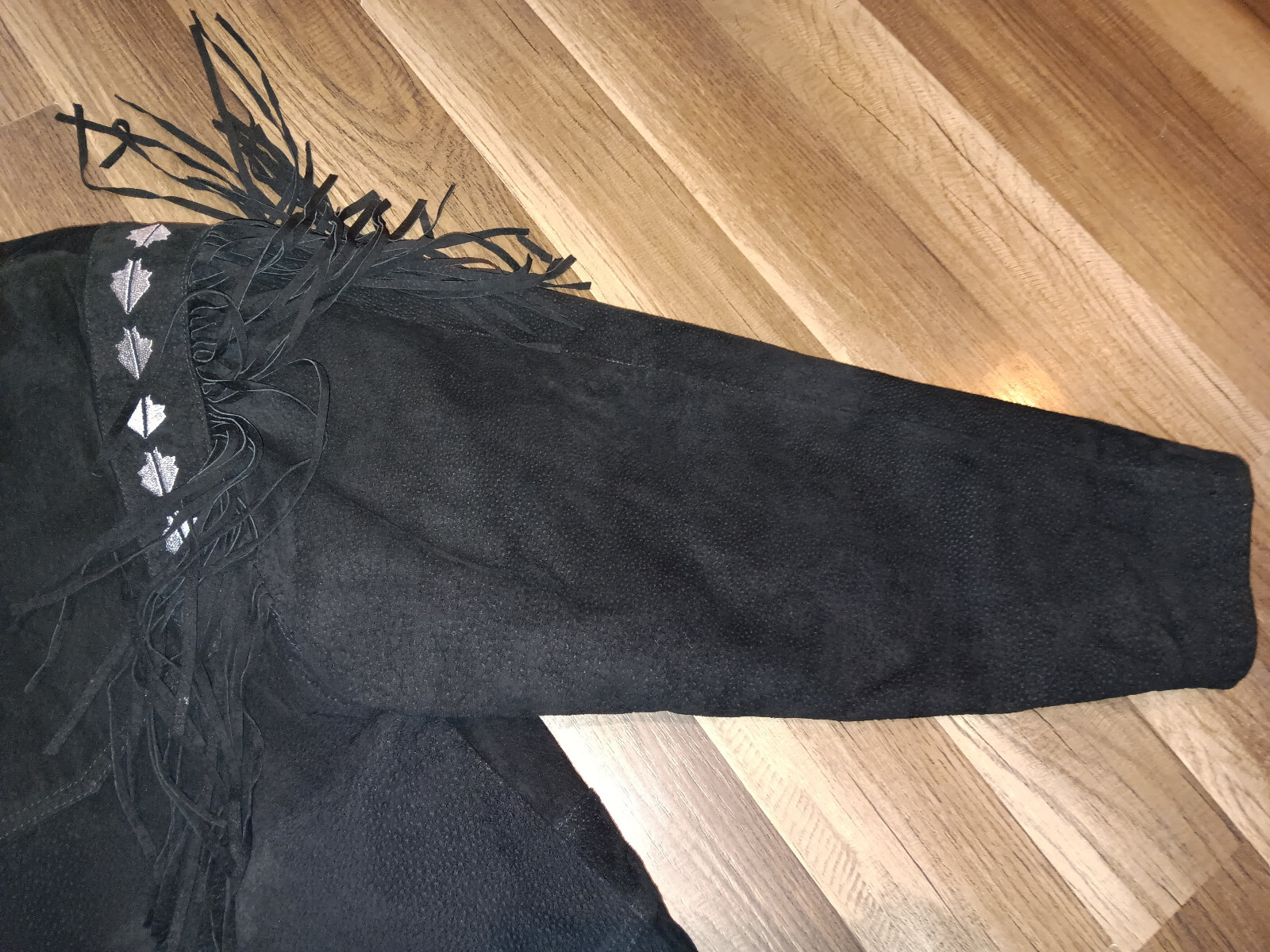 High Noon black Leather Suede Fringe Mens Western style Medium size jacket