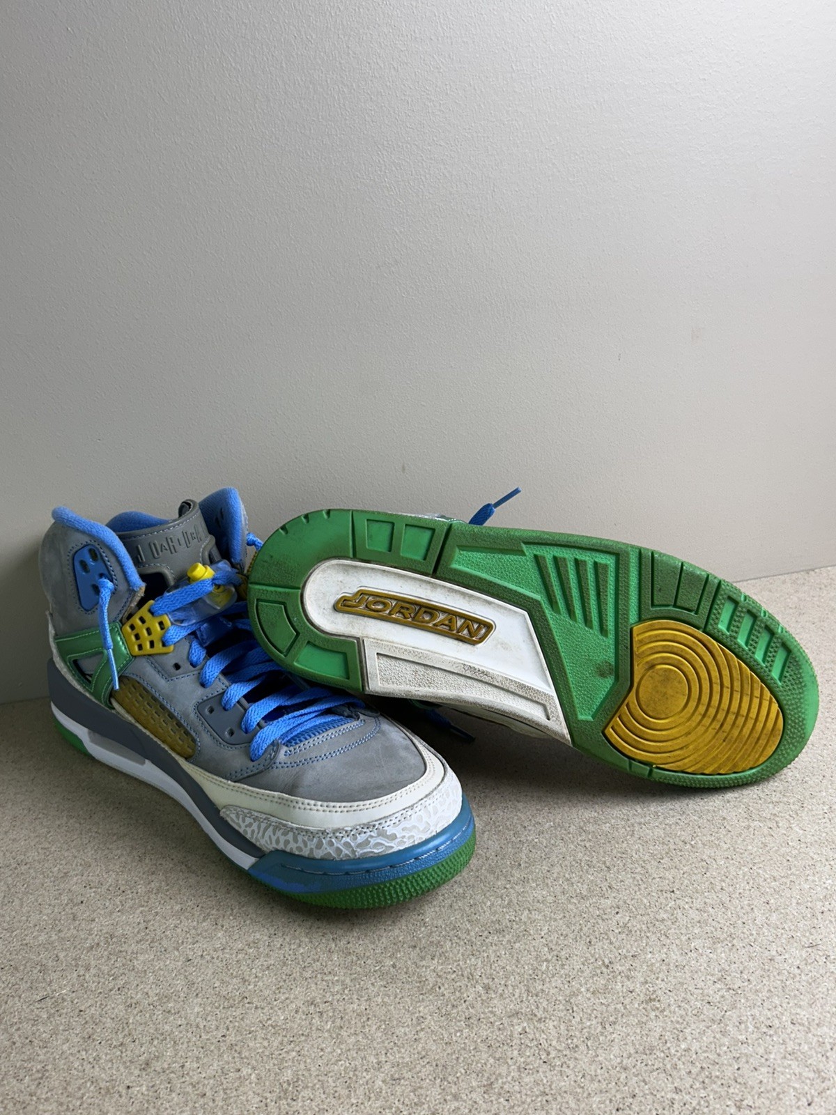Jordan Spizike Stealth 2013 Size 11 Athletic Sneakers Shoes Blue & Gray