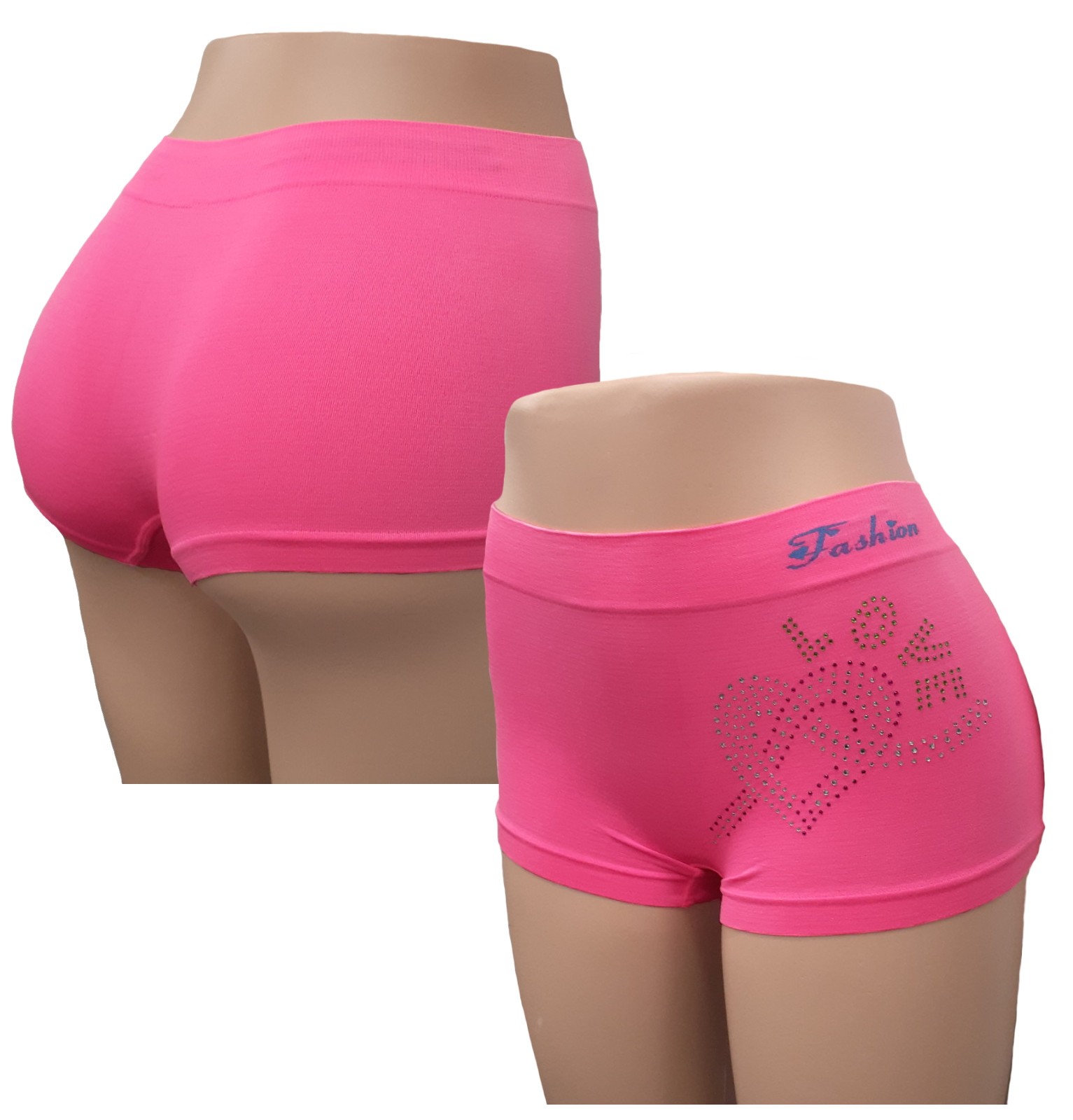 6 pk boyshorts Panties SEAMLESS Boxer Shorts rhinestone undewear Bright Colors