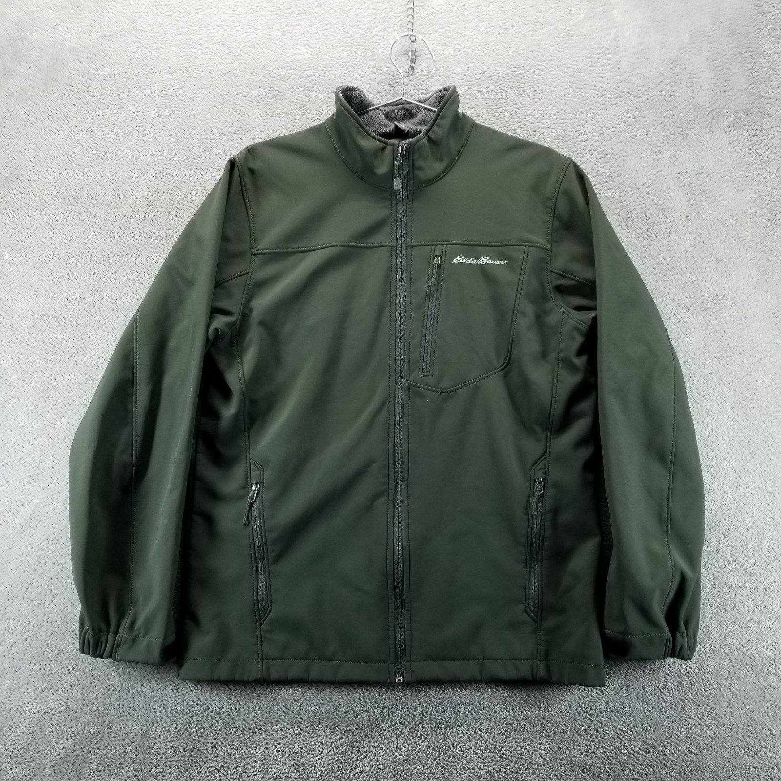 Eddie Bauer Jacket Mens M Green Stratify 2.0 Soft Shell Full Zip Fleece Lined