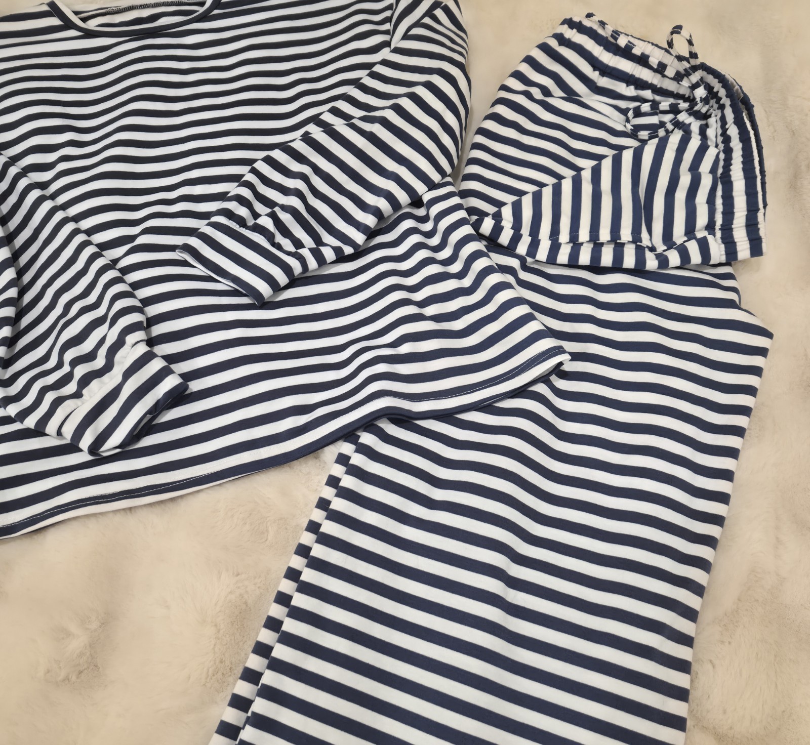 COASTAL CHIC Women’s XL Striped Lounge Set Long Sleeve Top Wide Leg Pant2 Piece