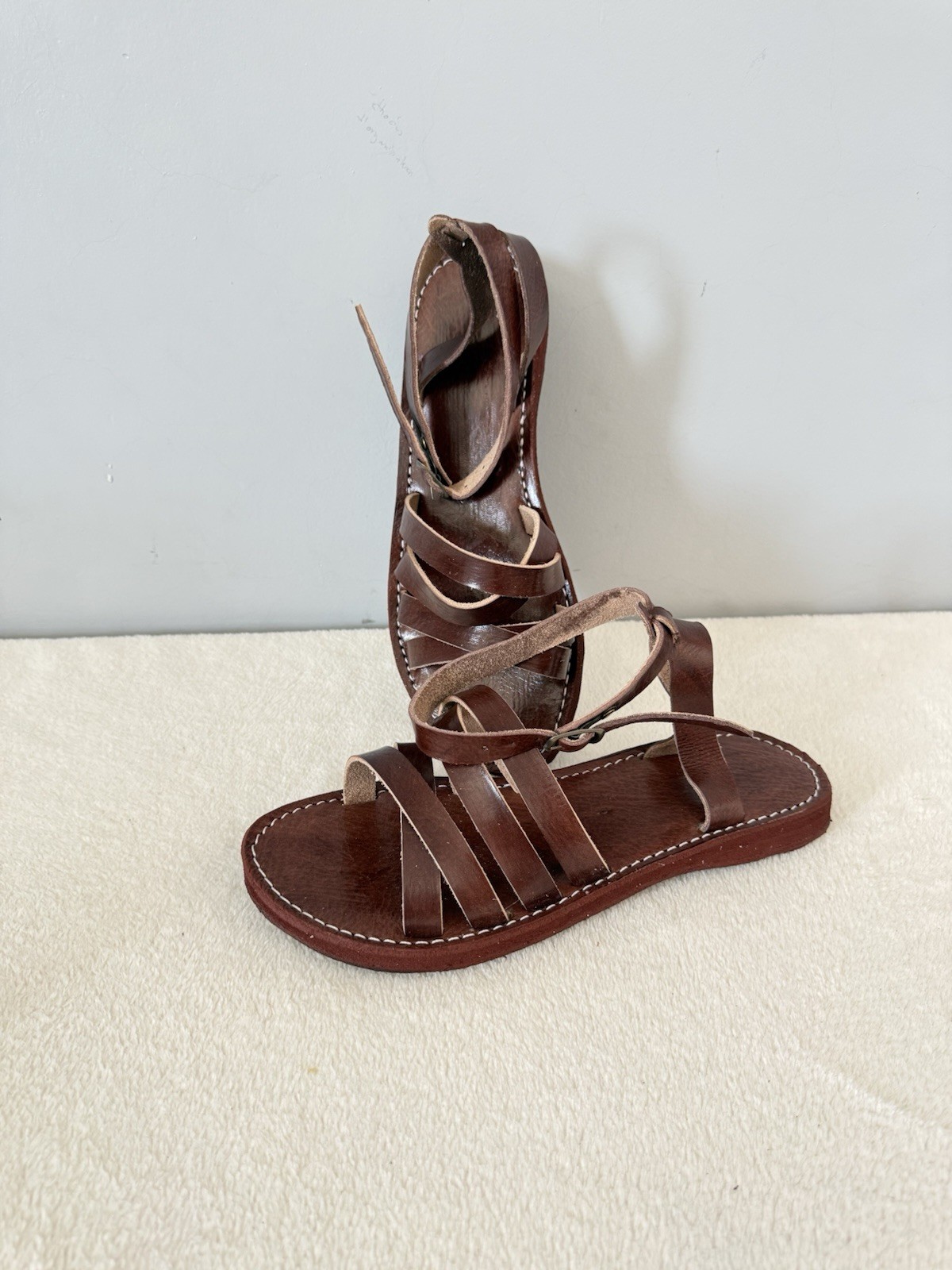 Handcrafted Genuine Leather Women’s Sandals – Four-Strap Brown | 100% Handmade