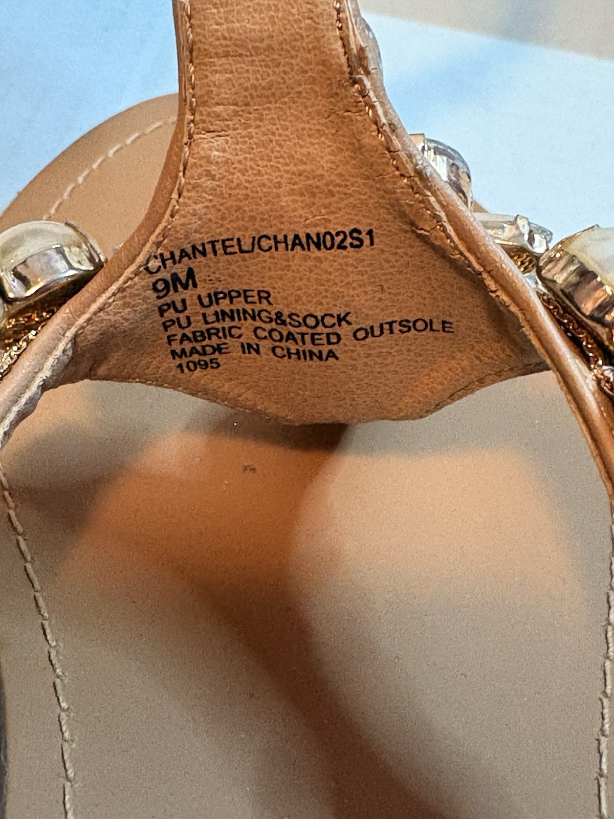 Steve Madden Chantel Embellished Thong Sandals Tan Womens Size 9M