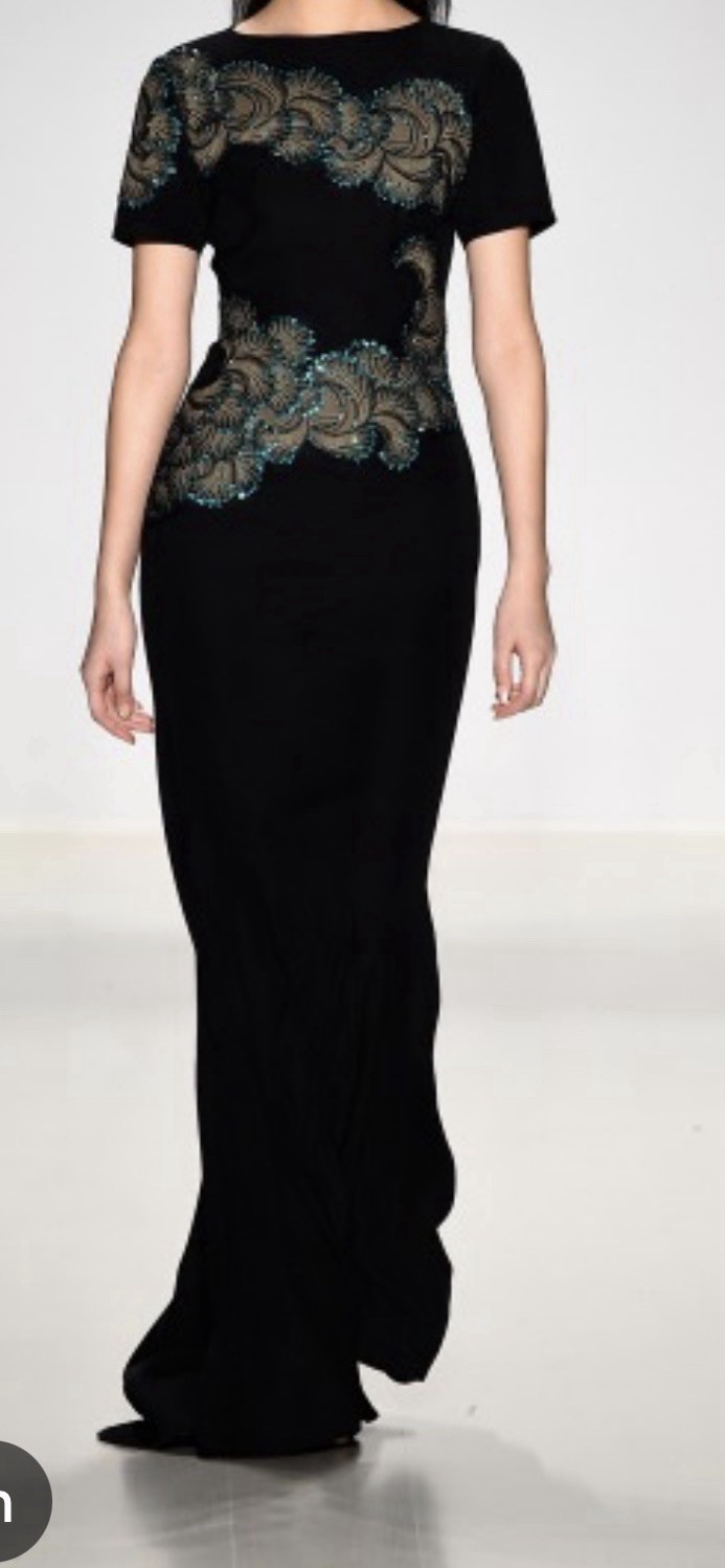 NWT Tadashi Shoji Crystal Lace Applique Side Panel Gown 4