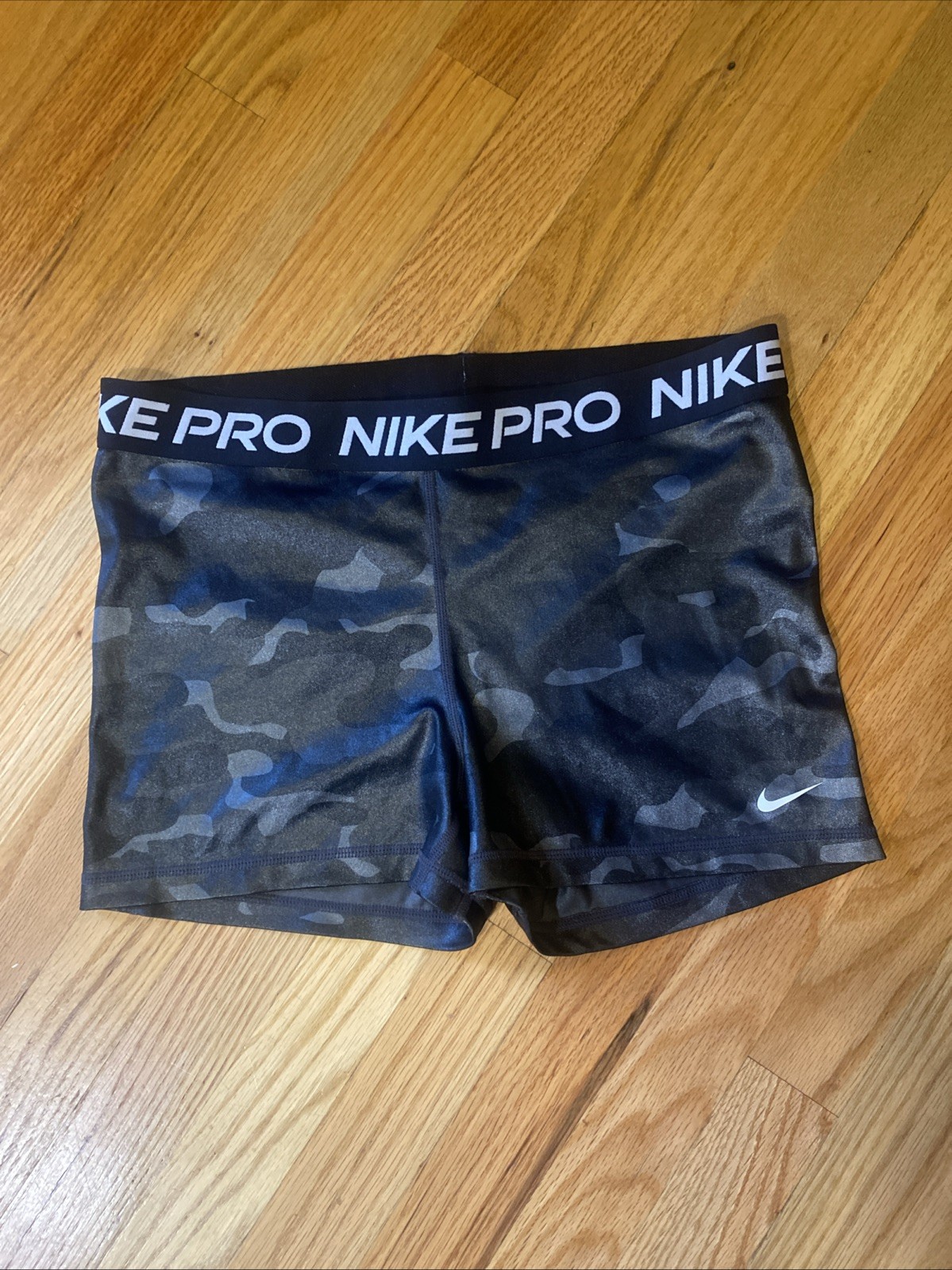 Nike Pro Camo Compression Shorts Dri-FIT Athletic Black Women Large Bin G-200