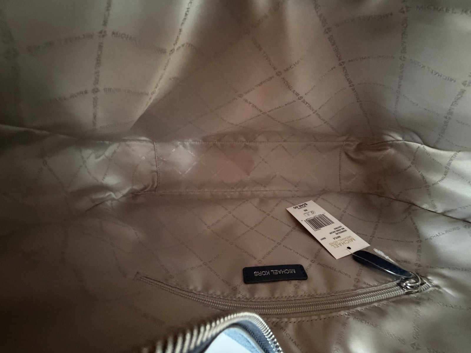 Michael Kors Nayla Medium Suede Leather Hobo Shoulder Bag Navy/Silver
