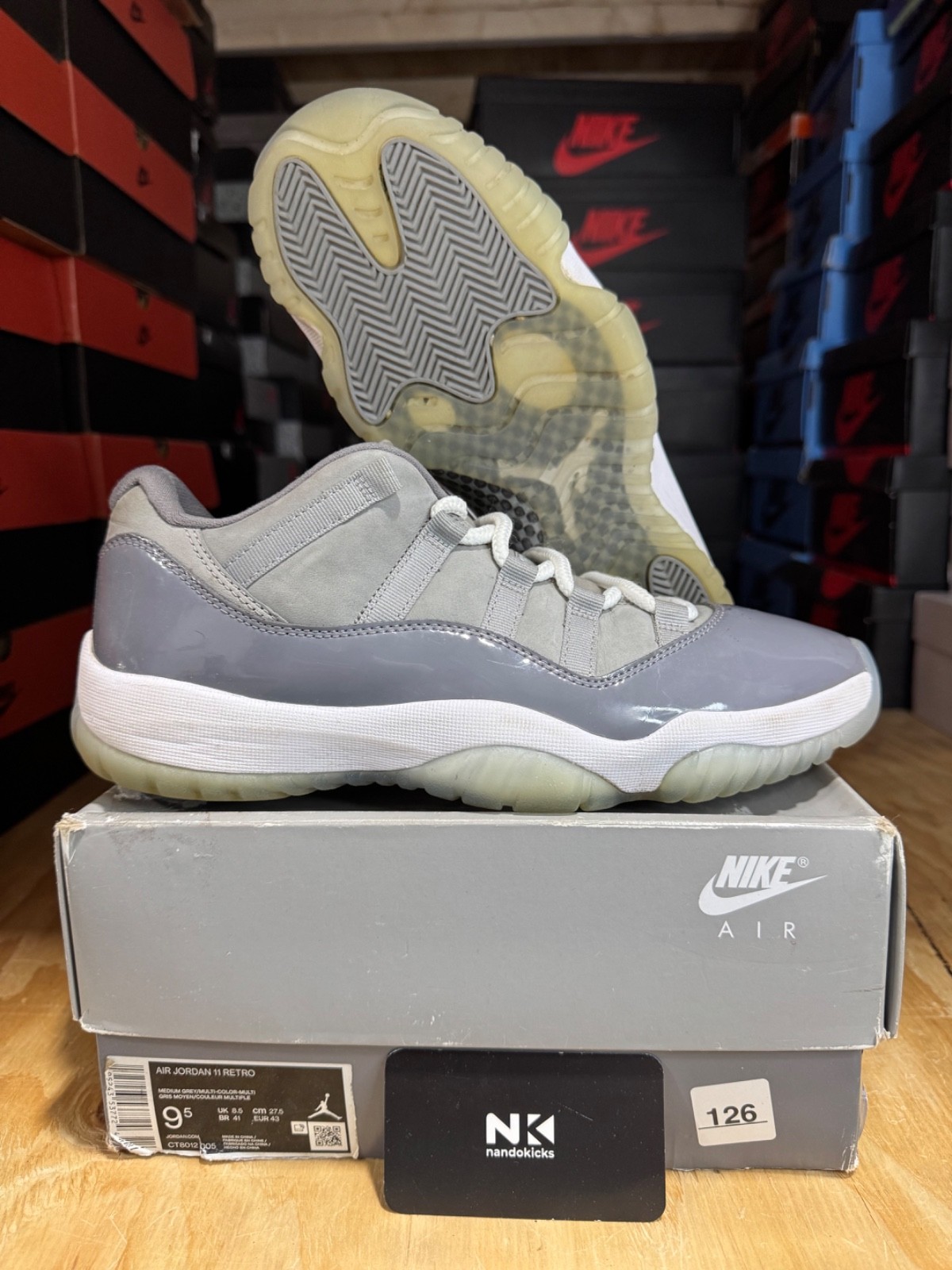 Air Jordan 11 Retro Low ‘Cool Grey’ 528895-003 USED W/ REPLACEMENT BOX MENS SZ 9