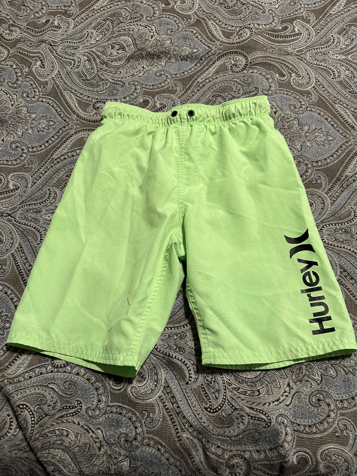 Hurley Boys Neon Green Size M Quick Dry Swim Trunks