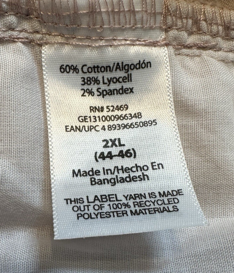 George Men’s 2XL Cotton Blend Elastic Waist Drawstring Pocket Rose Shorts 44-46