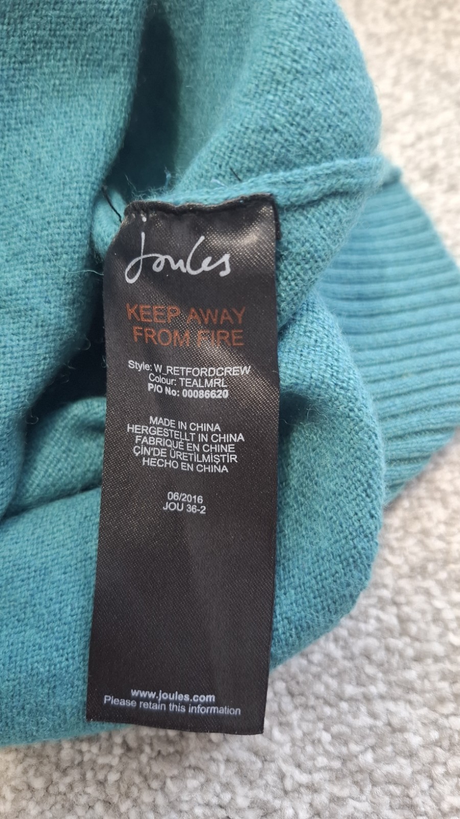Joules Teal Marl Jarvis Crew Neck Jumper Large