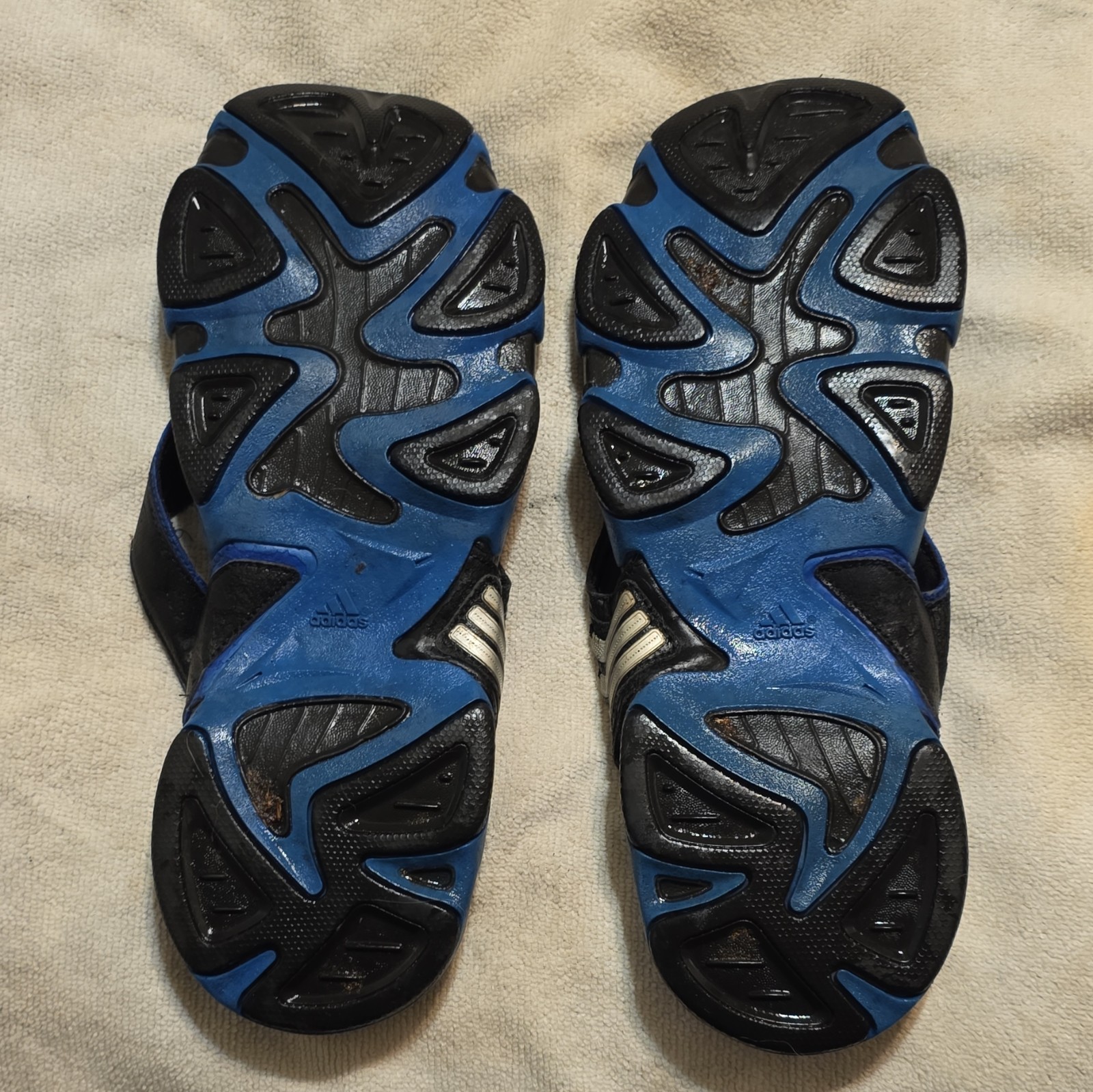 adidas Men’s Thong Sandals Hook & Loop Adjustable Strap Black/Blue/Beige US 11