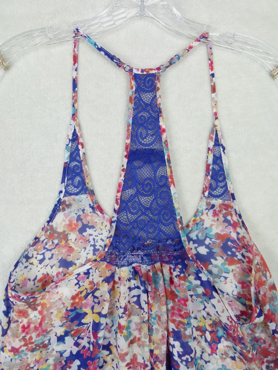 In Bloom Women’s Small Multicolor Floral SGP110M Polyester Tank Lace Back Tunic