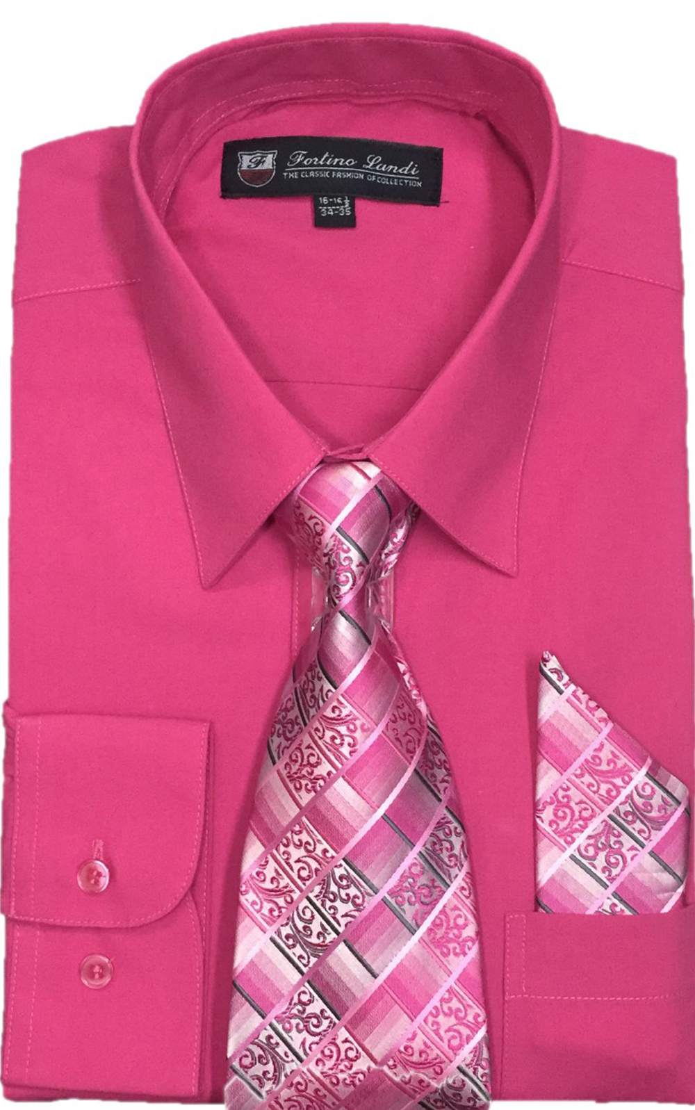 Men’s Basic dress shirt 65% Poly 35% Cotton tie with hanky SG21B
