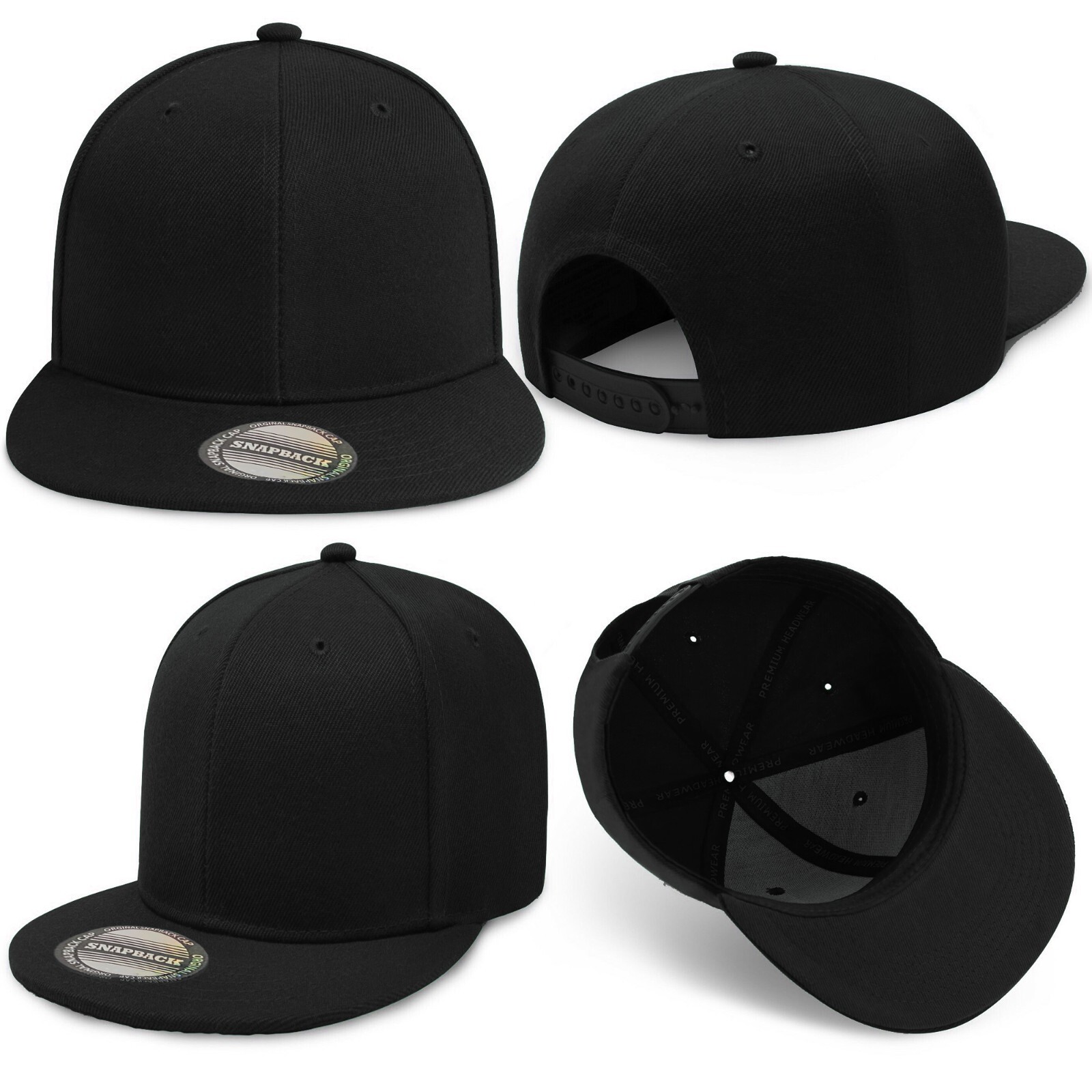 Unisex Hip Hop Adjustable Snapback Hat Flat Brim Visor Baseball Cap Plain Hats