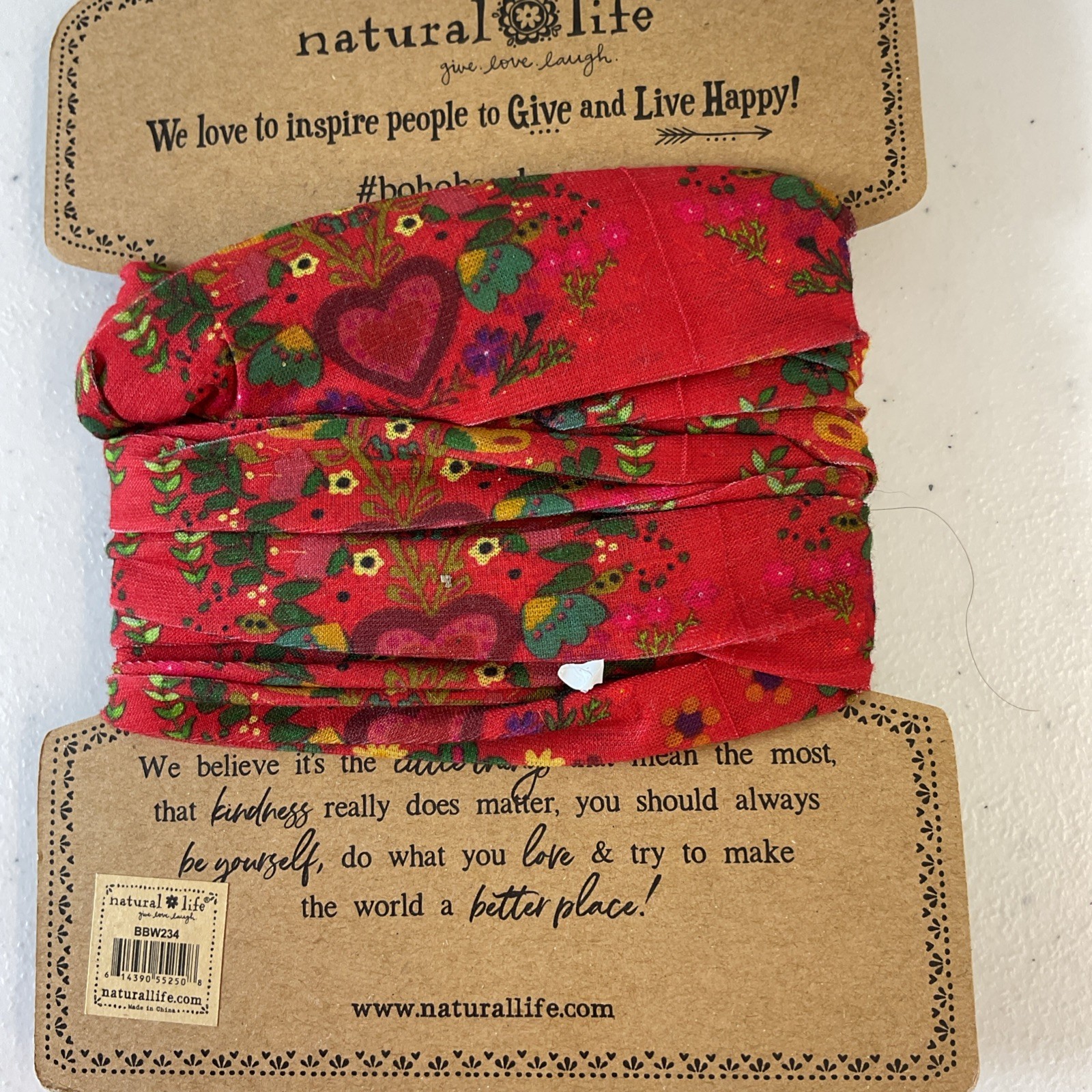 New Red Floral Heart Natural Life Boho Bandeau Pretty floral karma